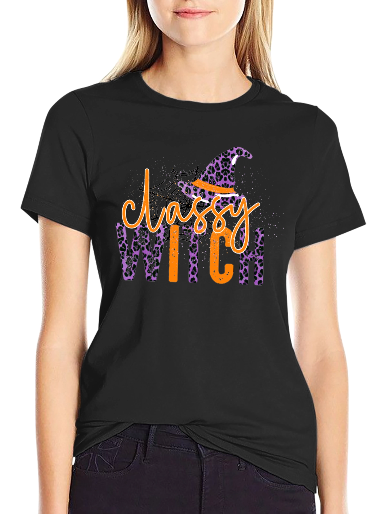 Classy Witch Leopard Print Halloween T-Shirt