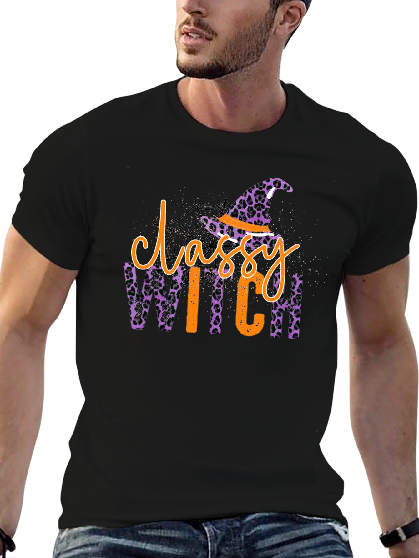 Classy Witch Leopard Print Halloween T-Shirt