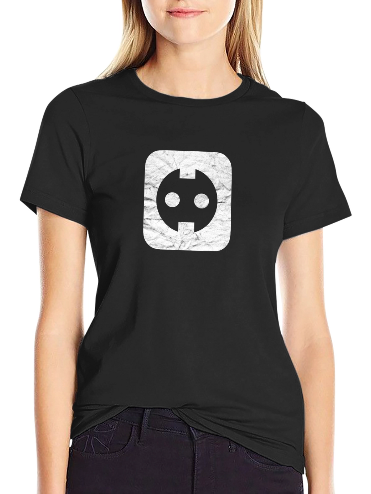 Graphic Tee - White Socket Print on Black