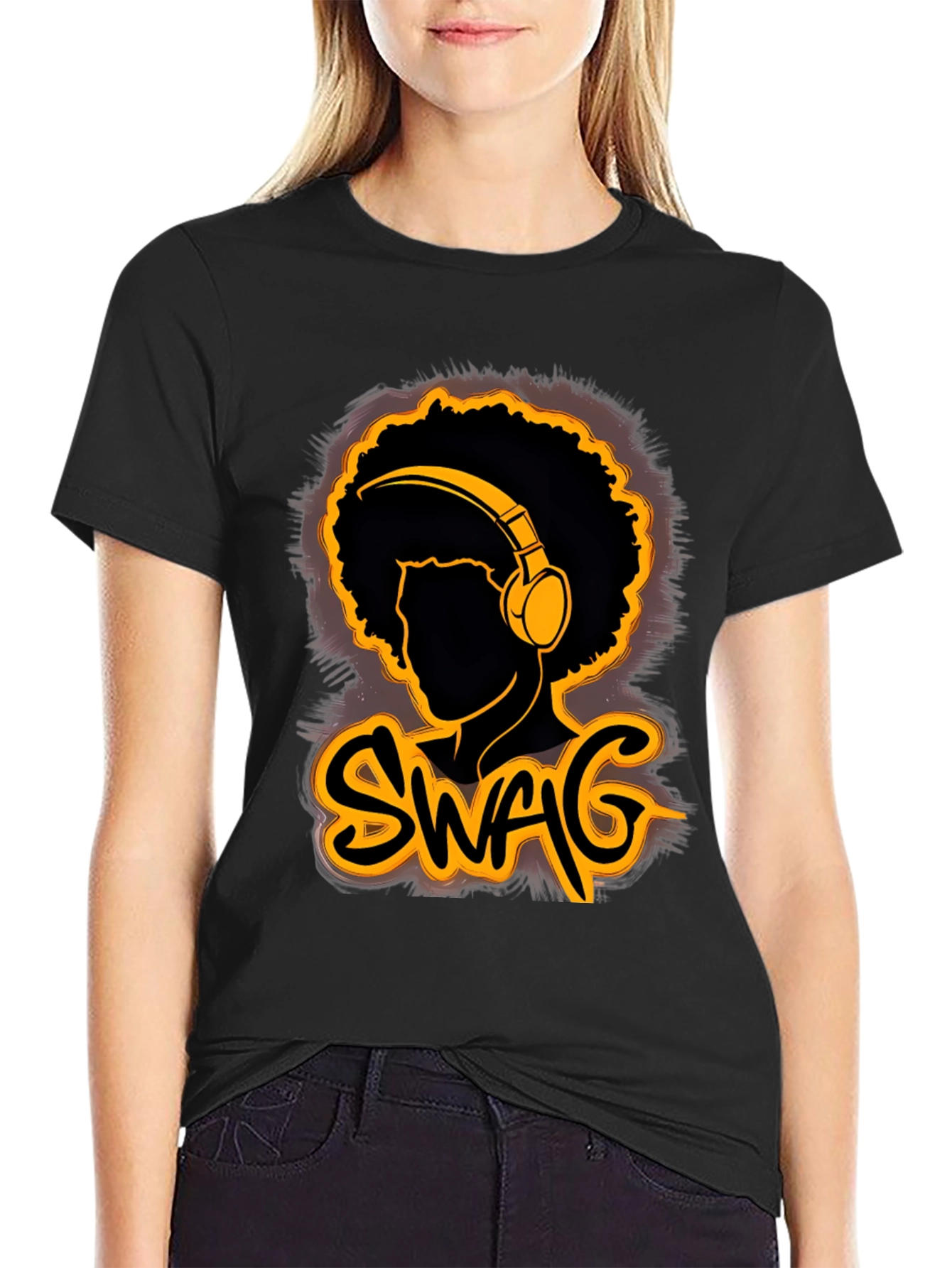 Swag Afro Headphone Graphic T-Shirt