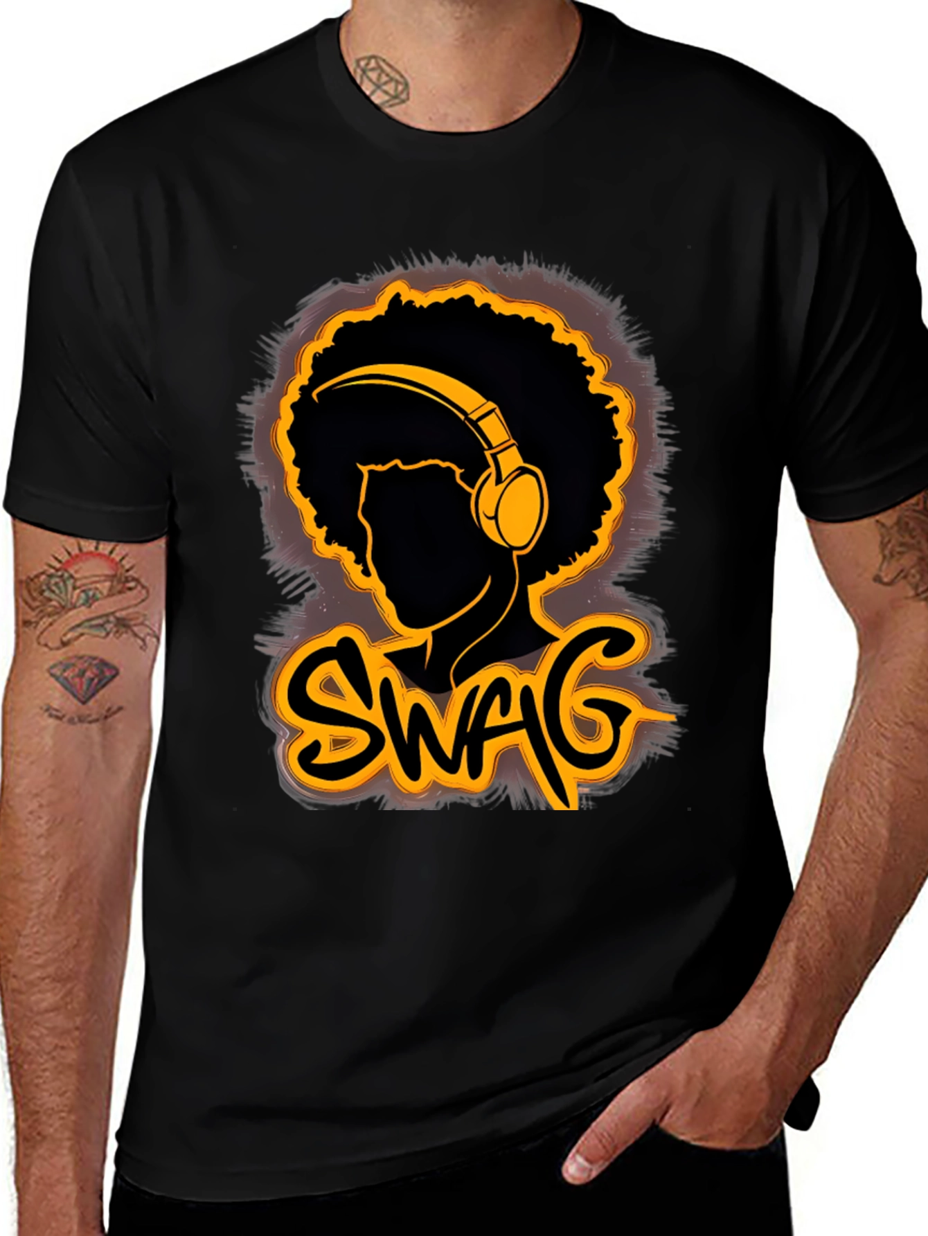 Swag Afro Headphone Graphic T-Shirt