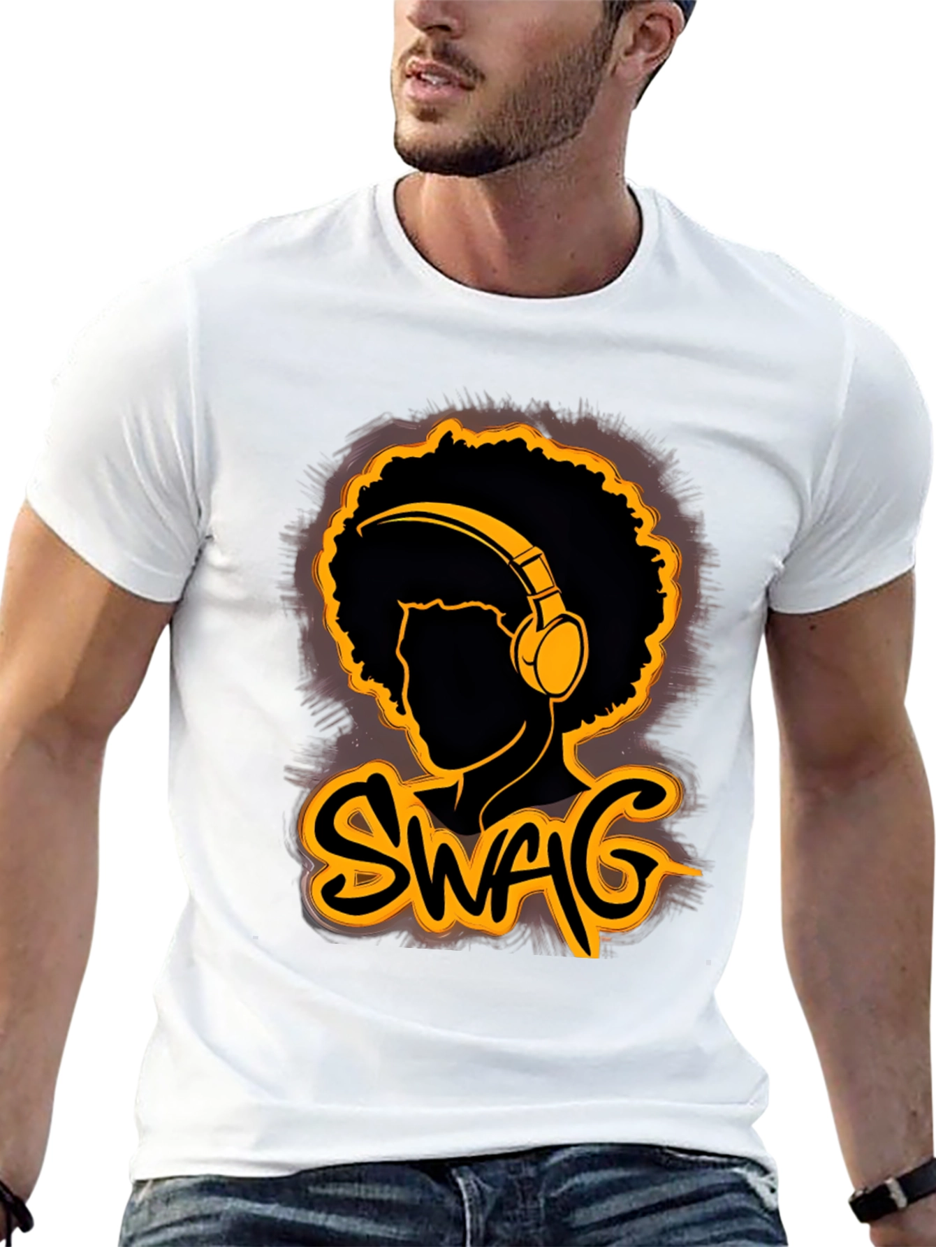 Swag Afro Headphone Graphic T-Shirt