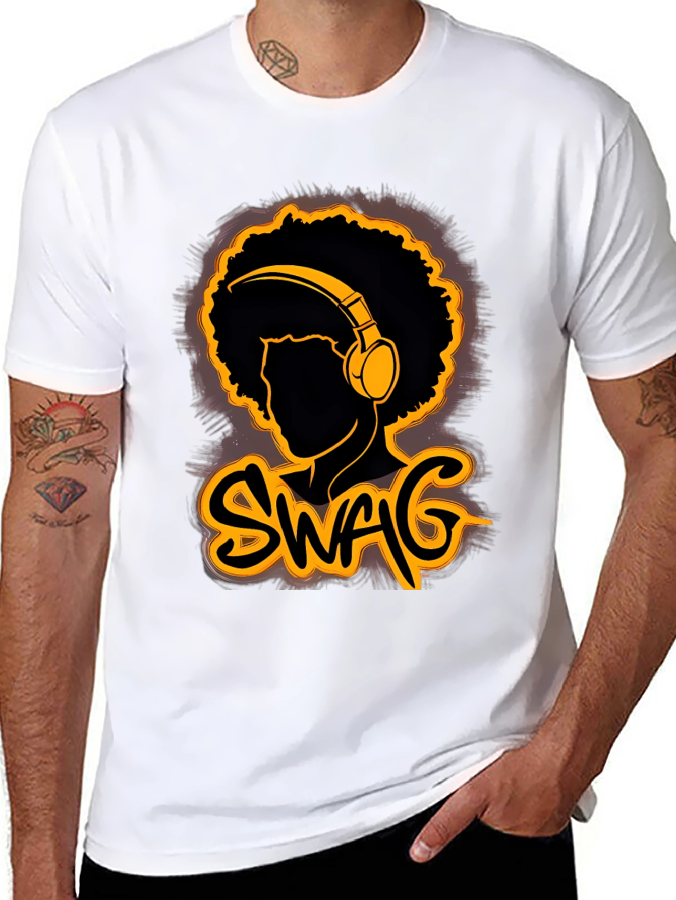 Swag Afro Headphone Graphic T-Shirt