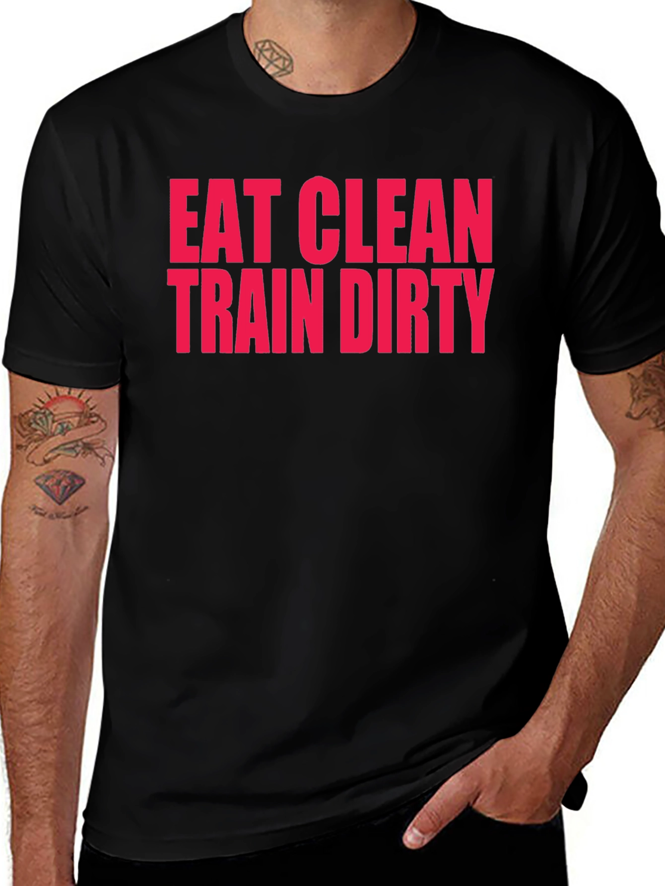 Eat Clean Train Dirty Black Graphic Tee