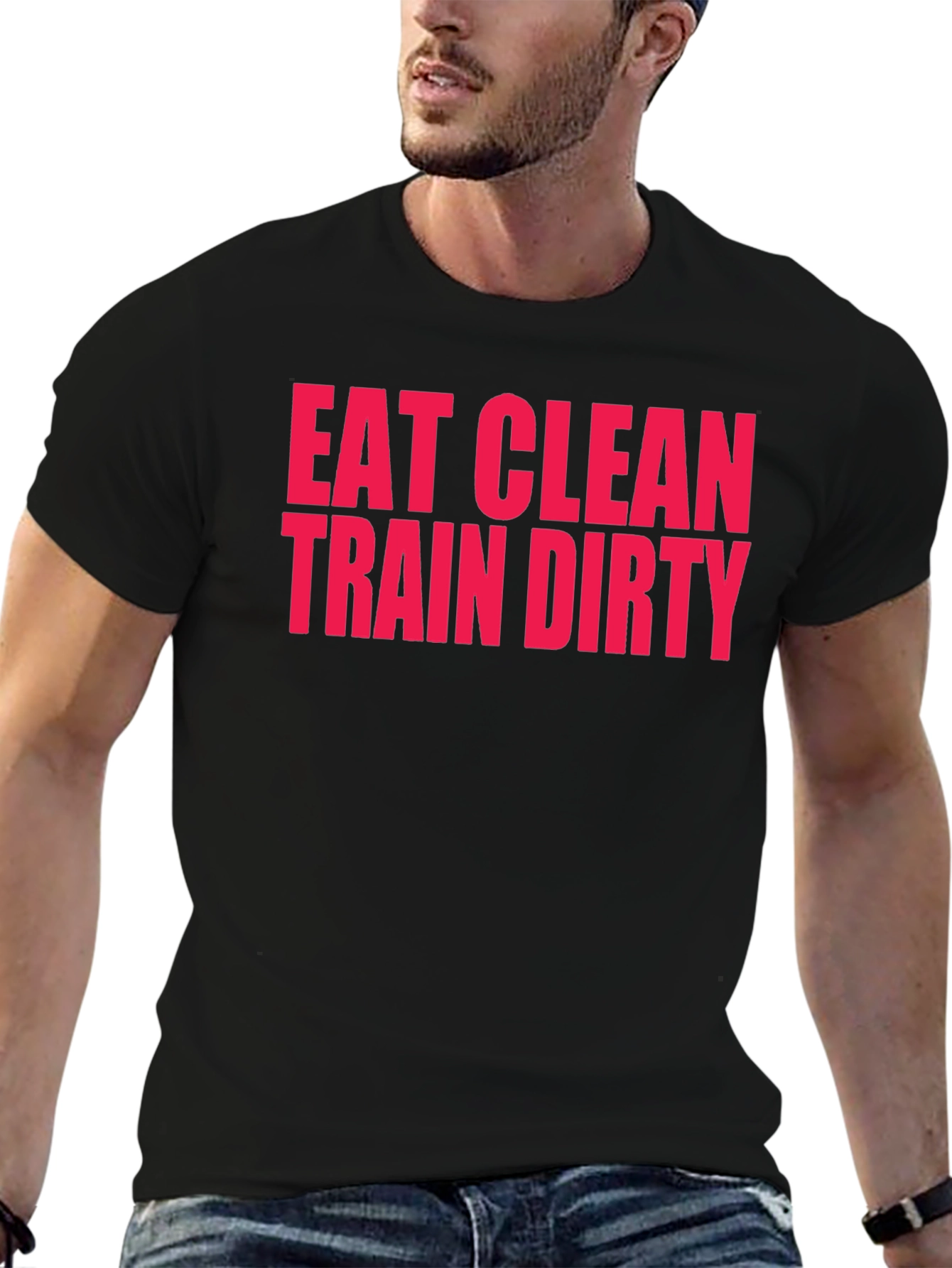 Eat Clean Train Dirty Black Graphic Tee