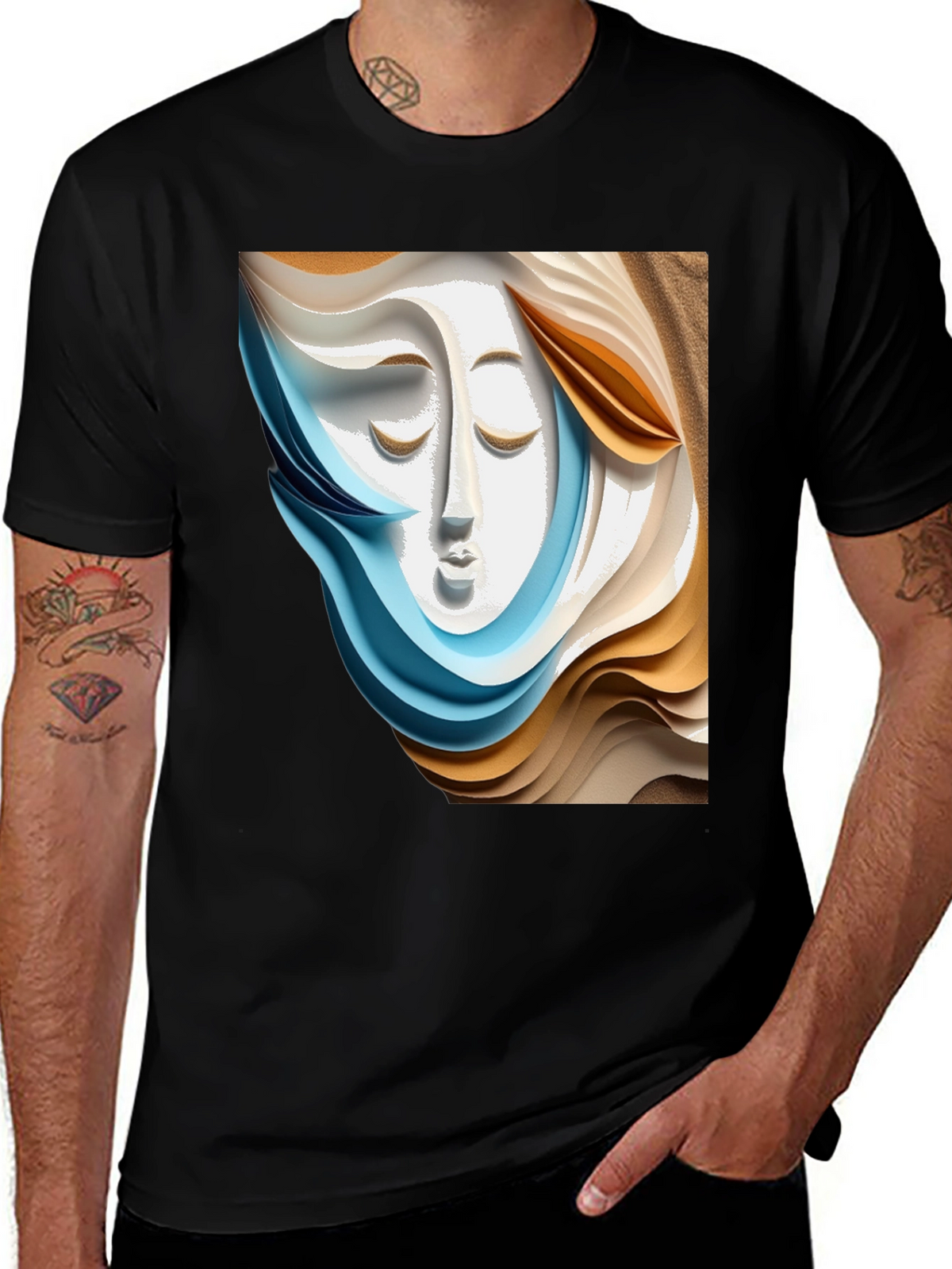 Abstract Face Graphic Tee - Stylish Artistic Design