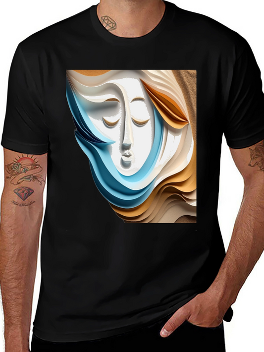 Abstract Face Graphic Tee - Stylish Artistic Design