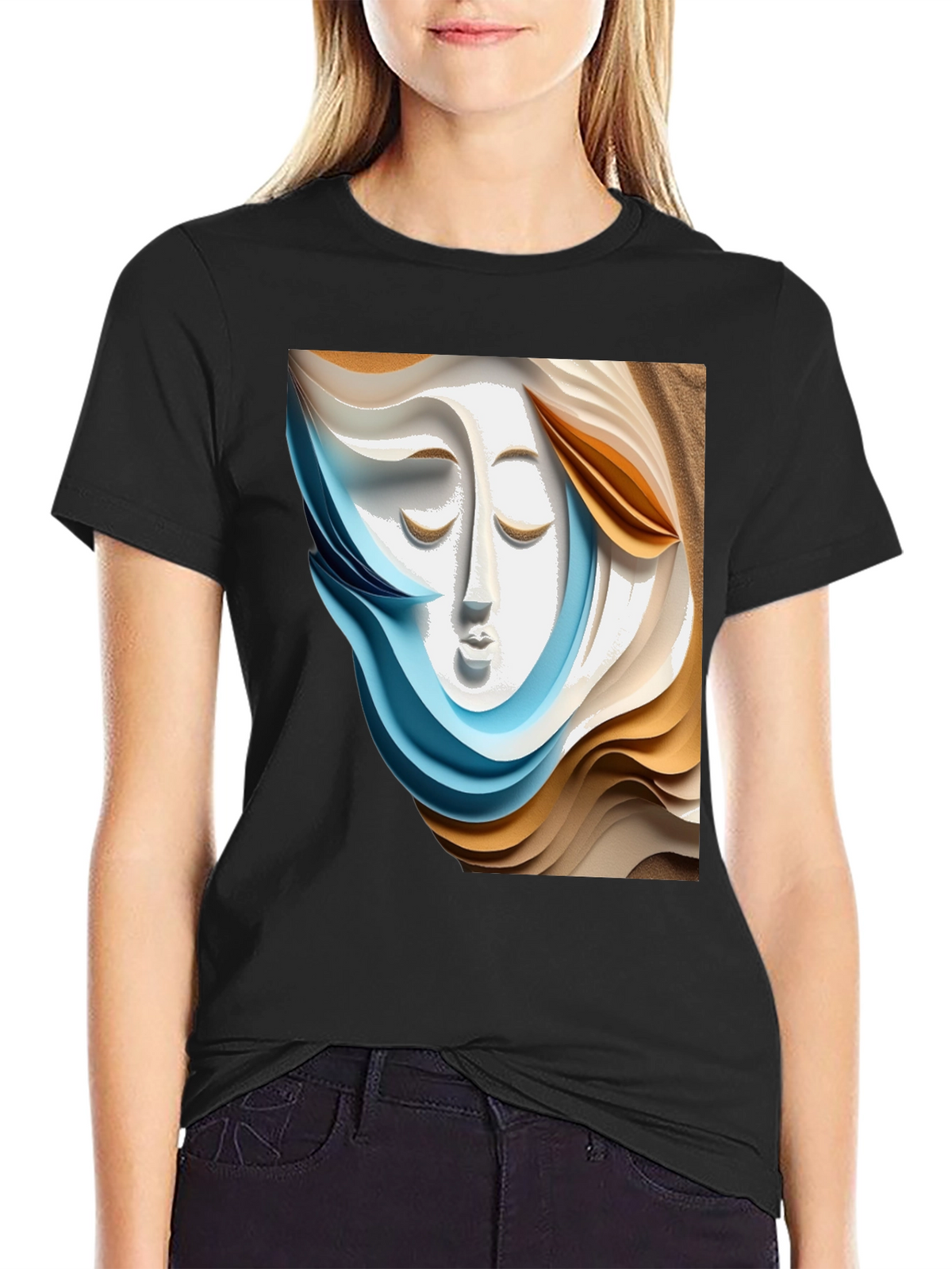 Abstract Face Graphic Tee - Stylish Artistic Design