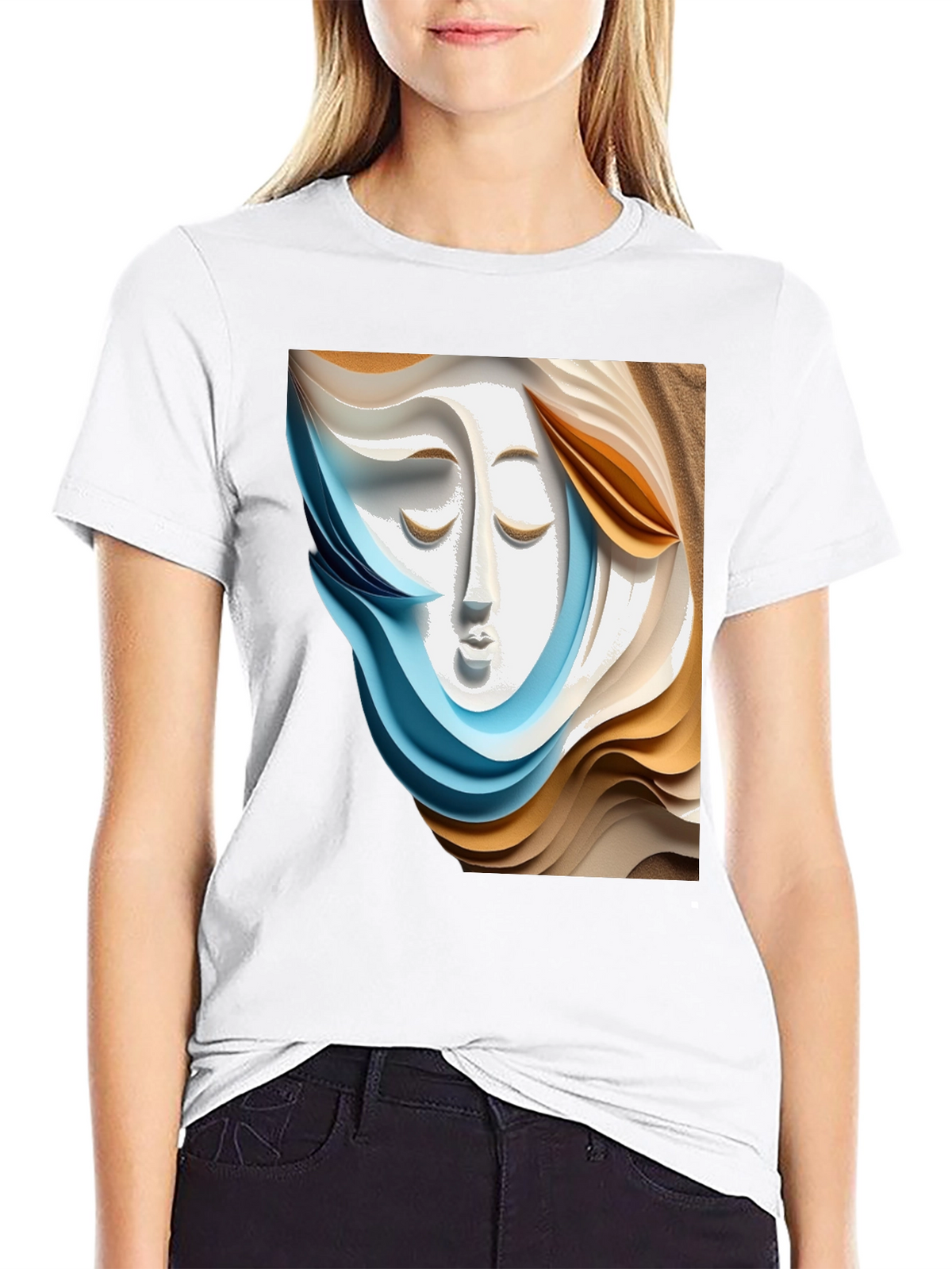 Abstract Face Graphic Tee - Stylish Artistic Design