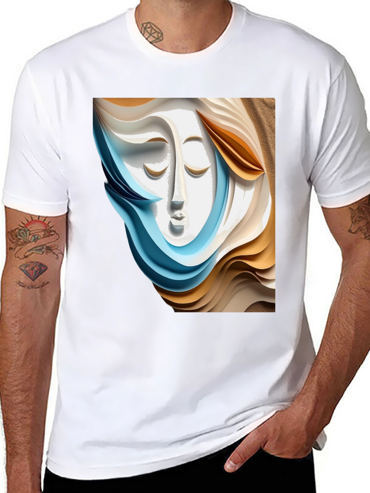 Abstract Face Graphic Tee - Stylish Artistic Design