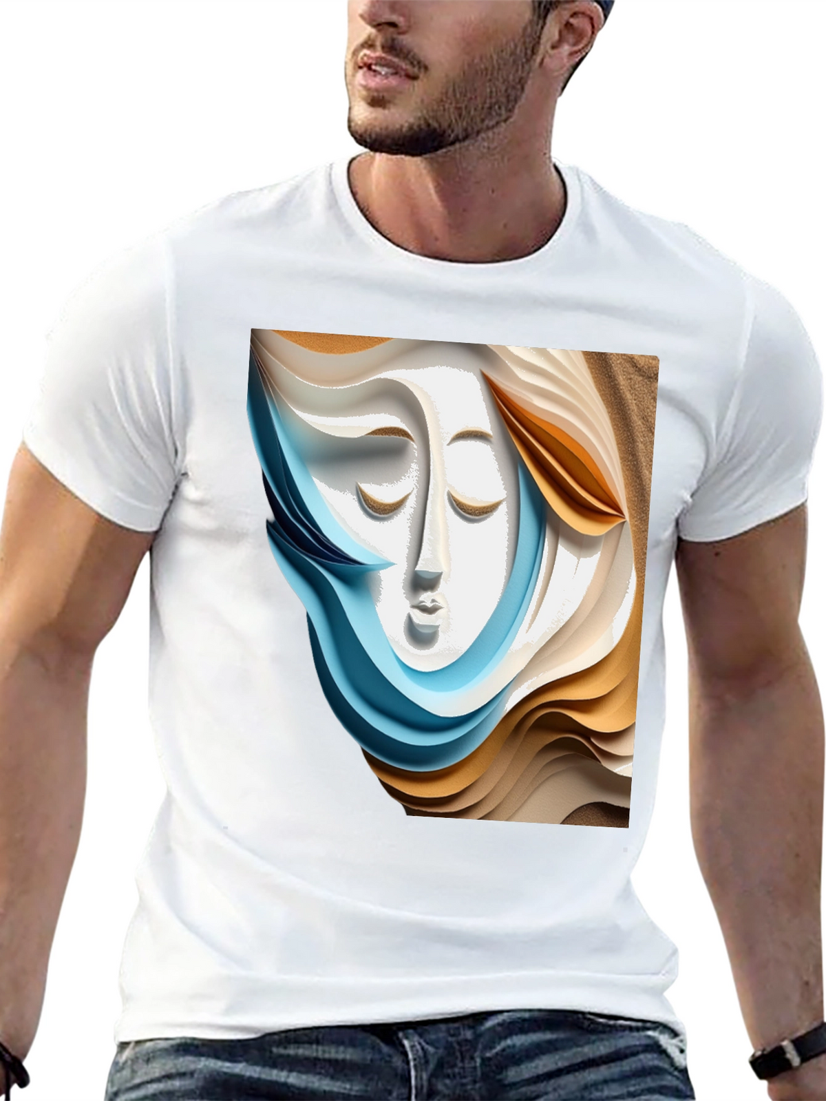 Abstract Face Graphic Tee - Stylish Artistic Design