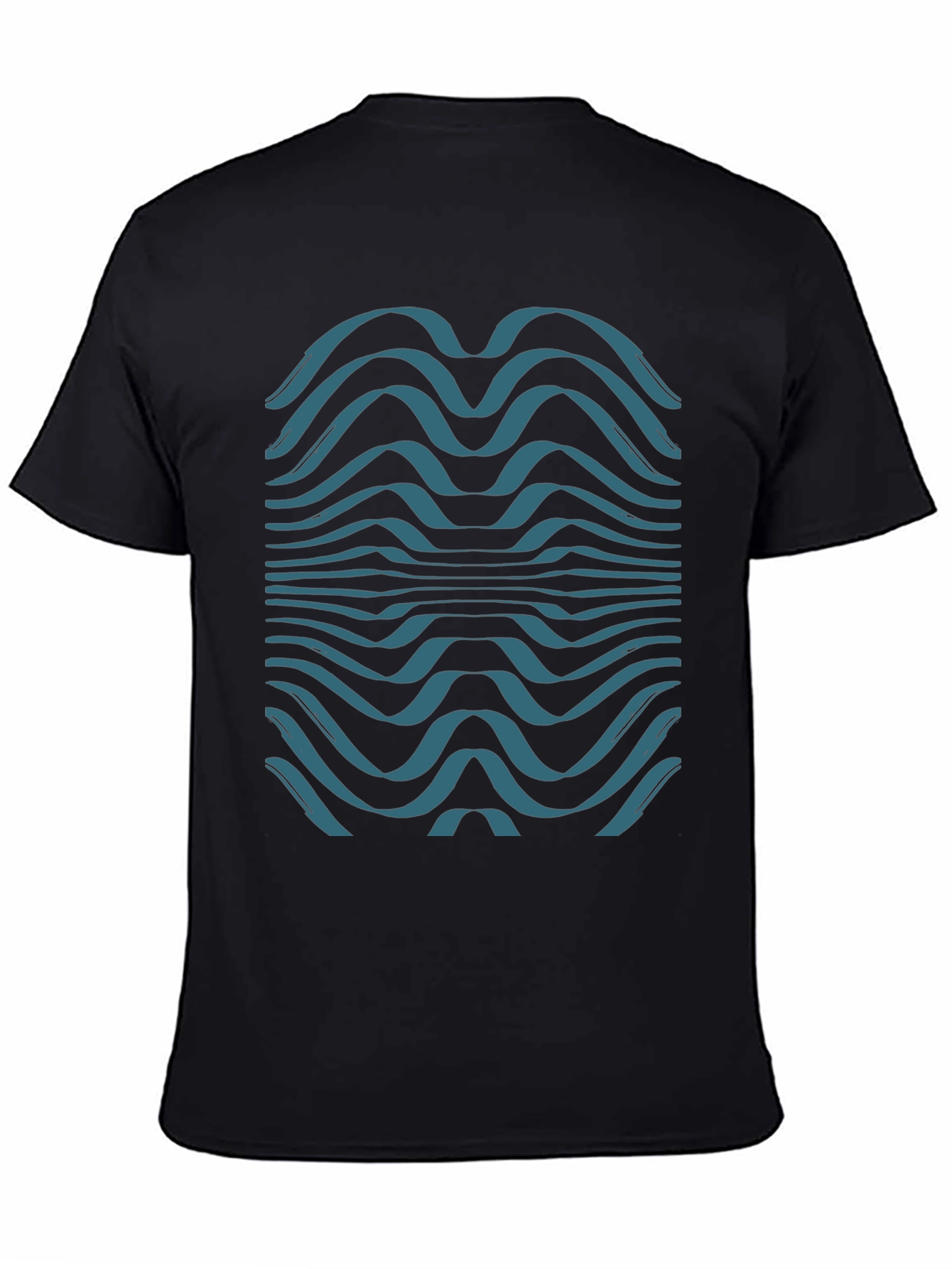 Abstract Wave Graphic Tee - Soft Black Cotton T-Shirt