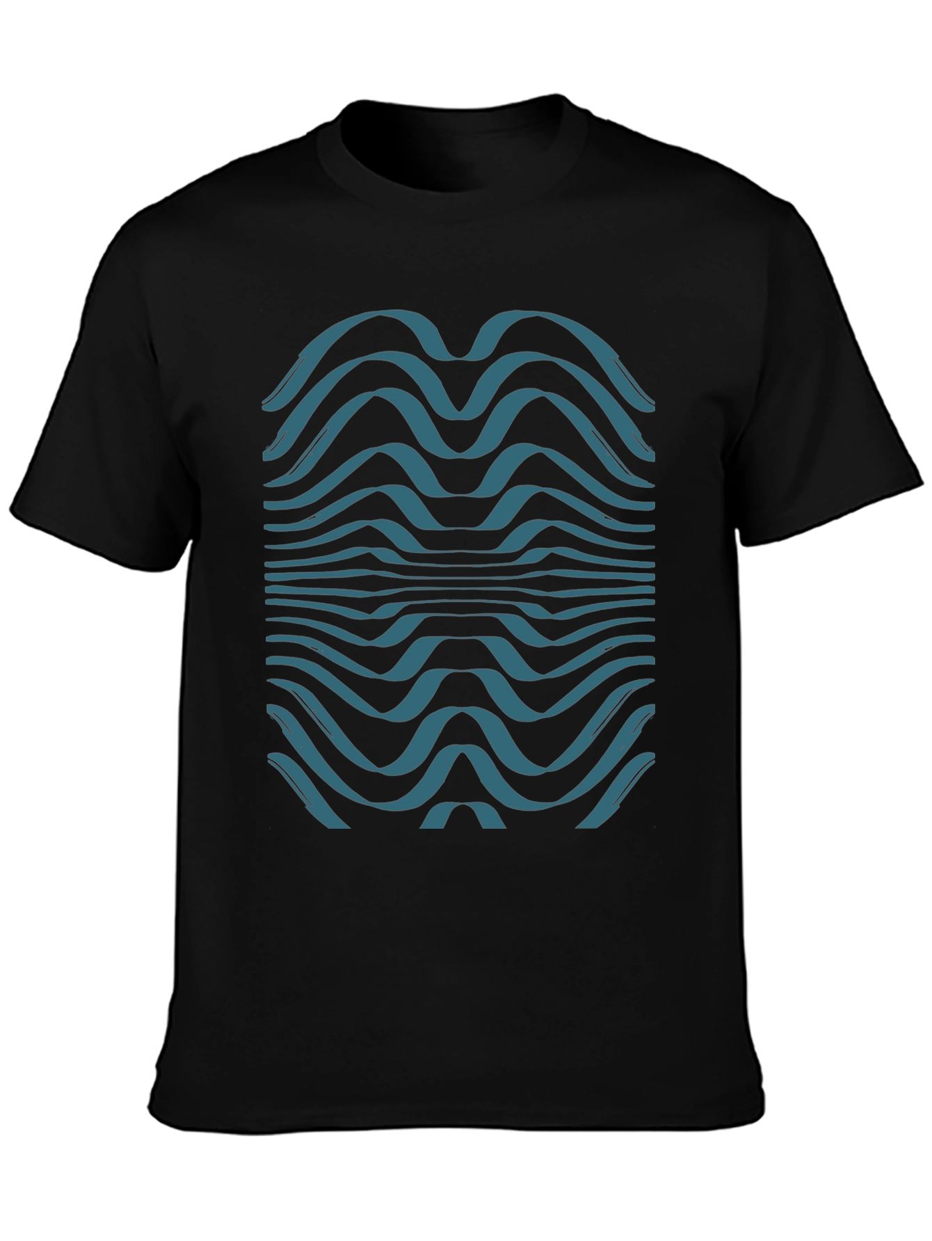 Abstract Wave Graphic Tee - Soft Black Cotton T-Shirt