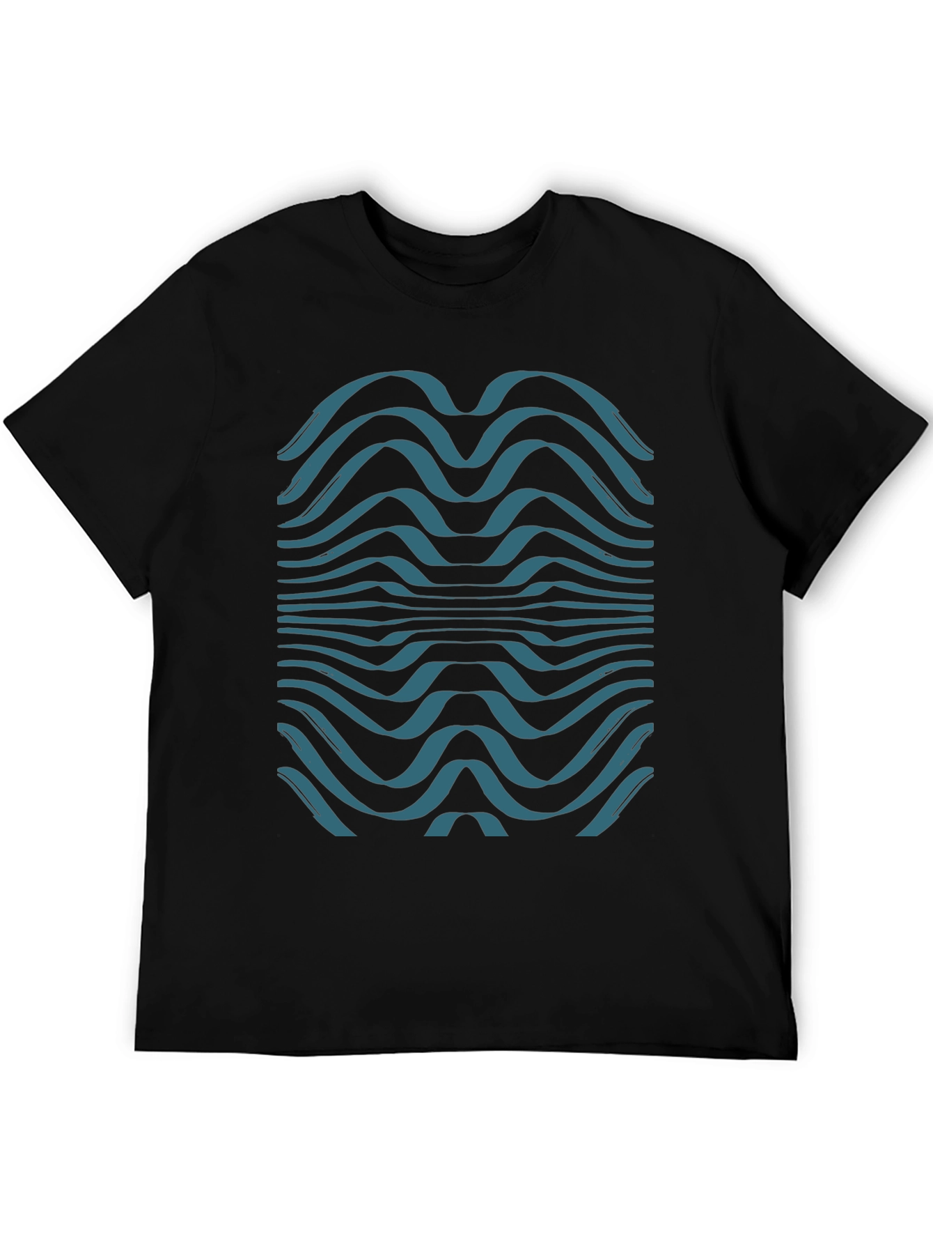 Abstract Wave Graphic Tee - Soft Black Cotton T-Shirt