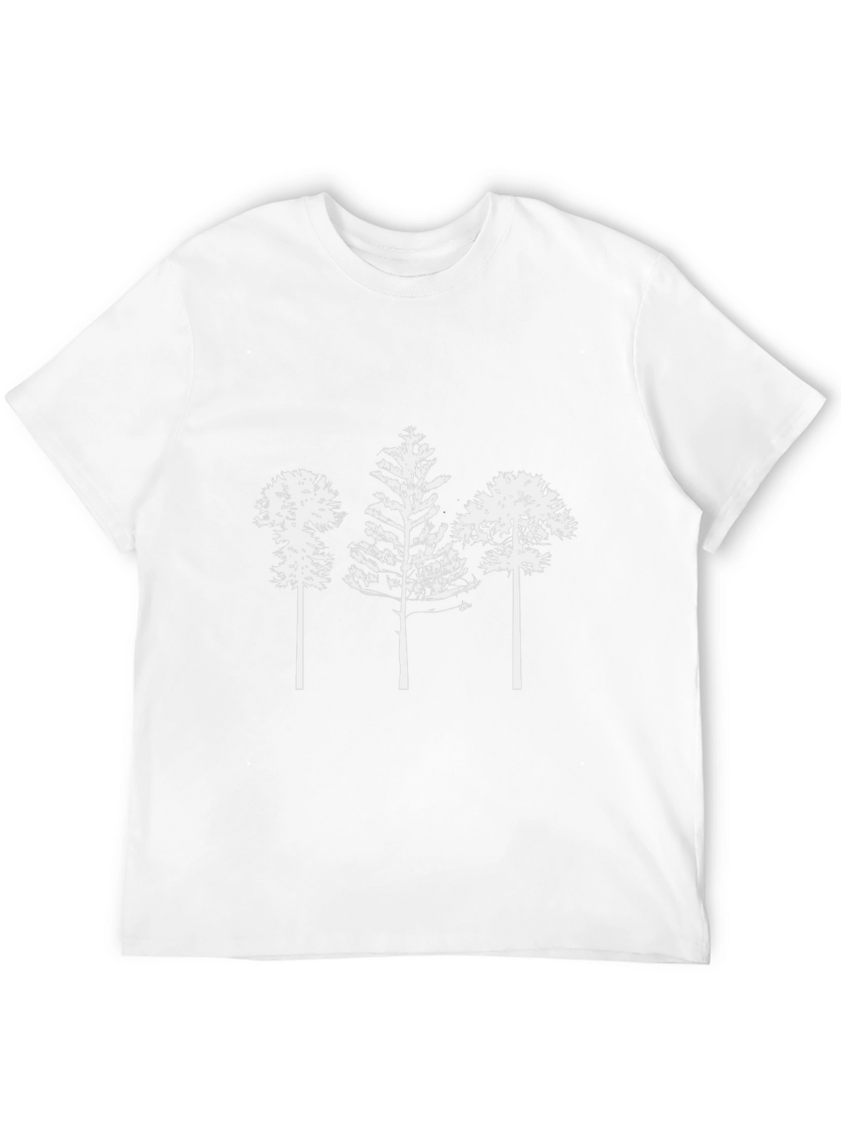Mens Black T-Shirt with White Tree Print