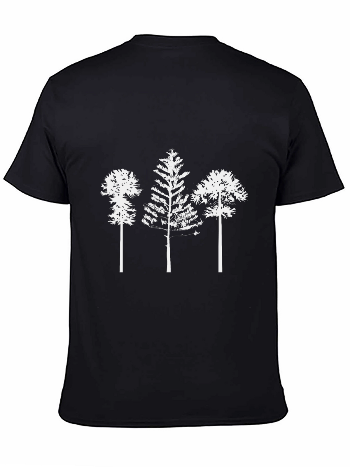 Mens Black T-Shirt with White Tree Print