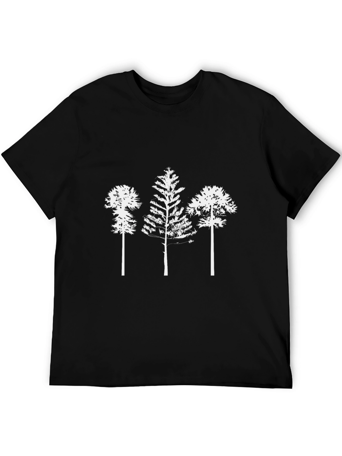 Mens Black T-Shirt with White Tree Print