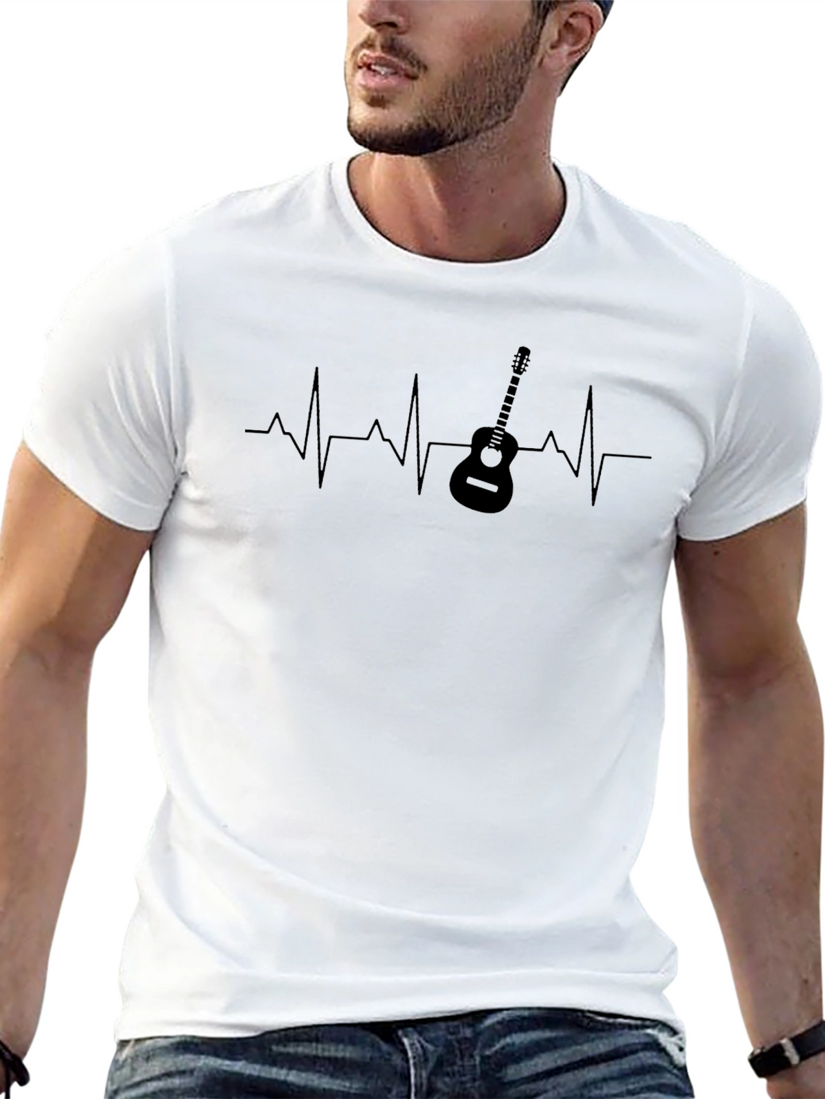 Guitar Heartbeat Graphic Tee - Music Lover T-Shirt