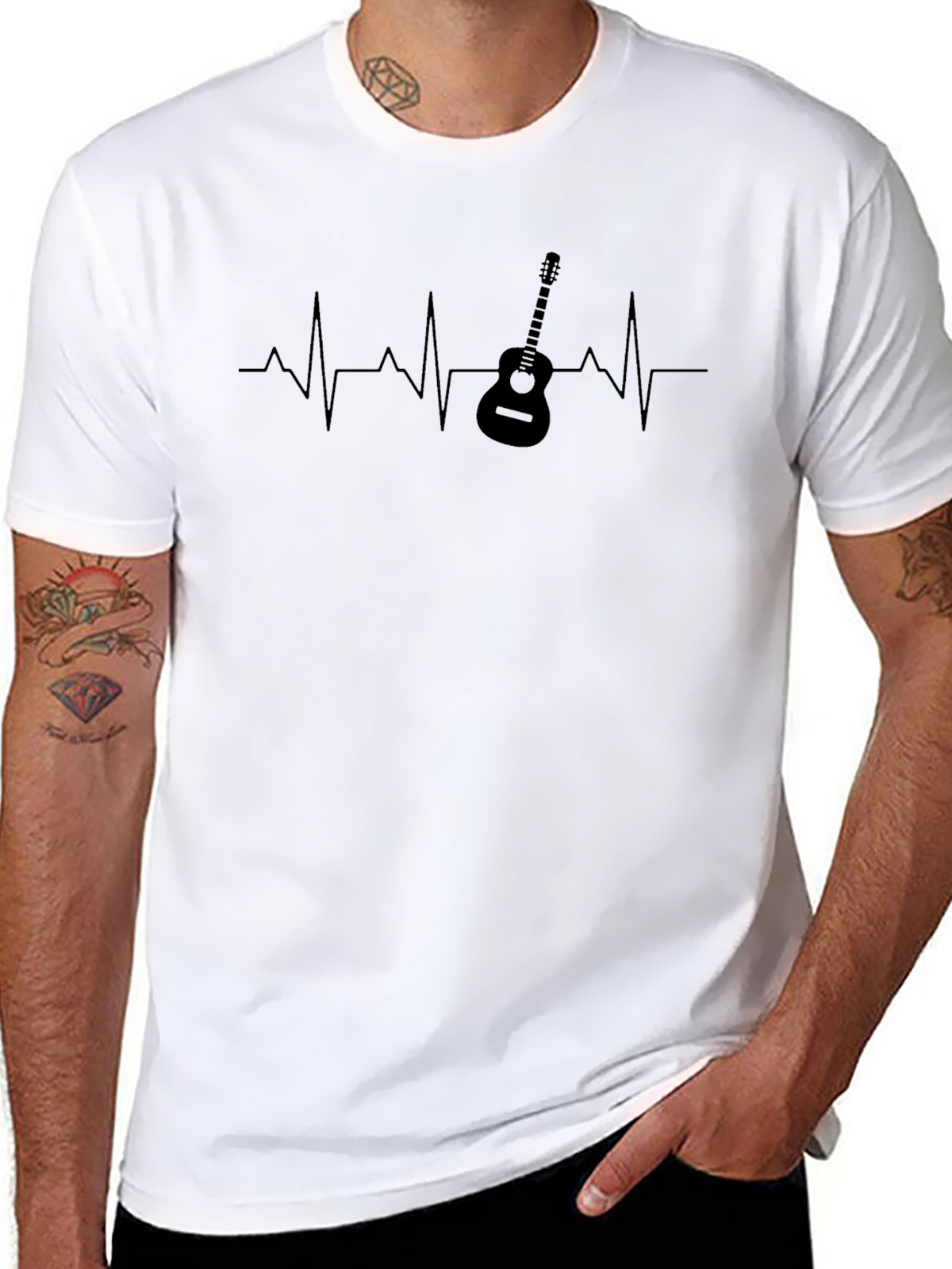 Guitar Heartbeat Graphic Tee - Music Lover T-Shirt