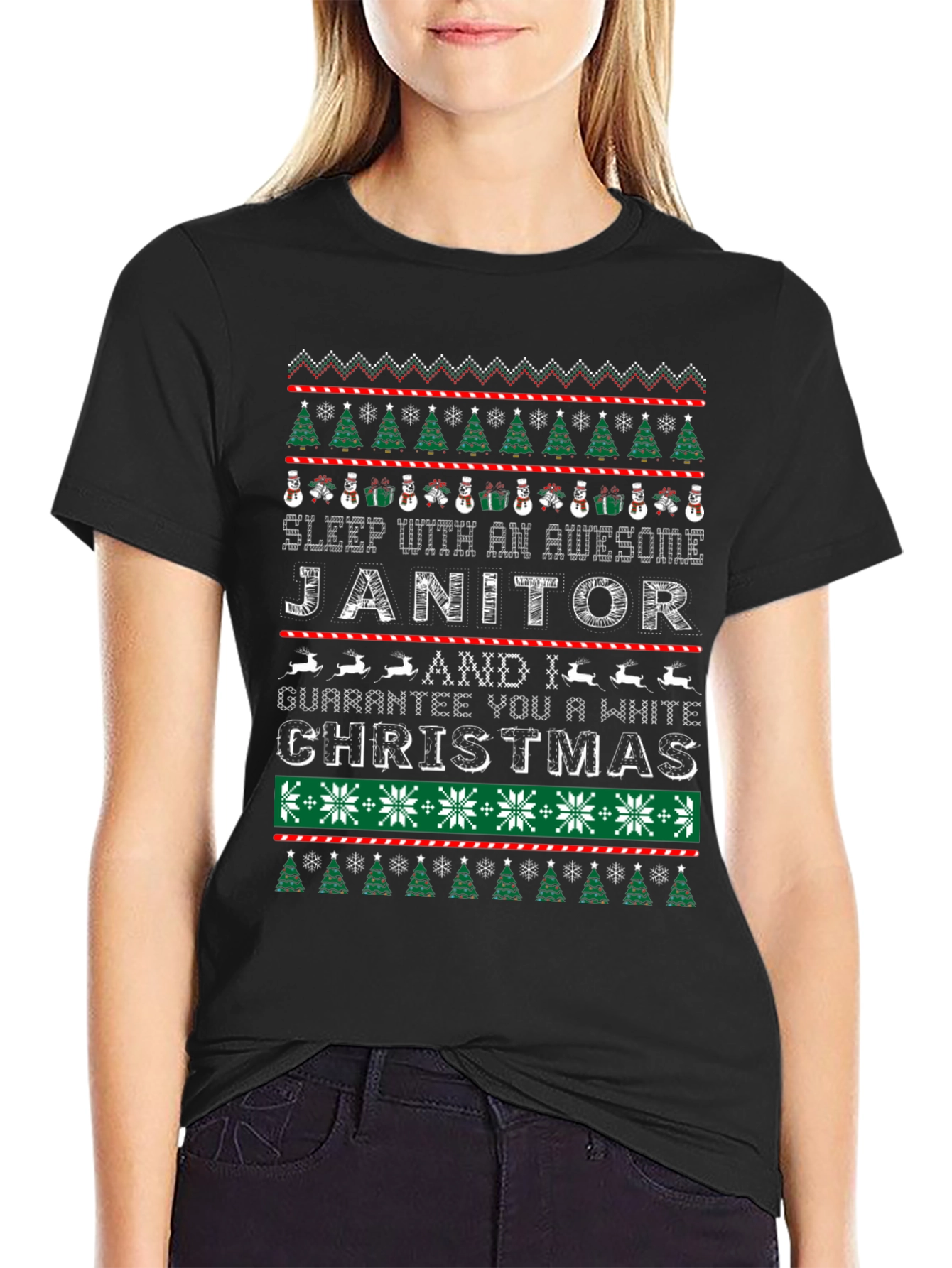 Funny Janitor Christmas Ugly Sweater Style T-Shirt