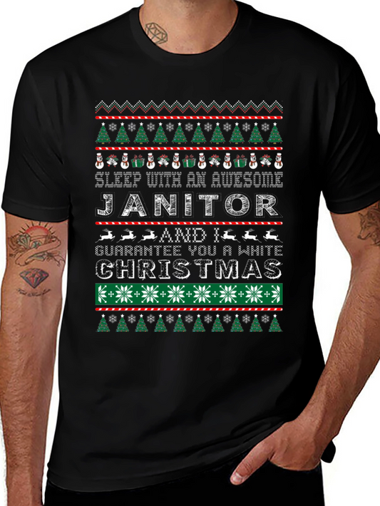 Funny Janitor Christmas Ugly Sweater Style T-Shirt