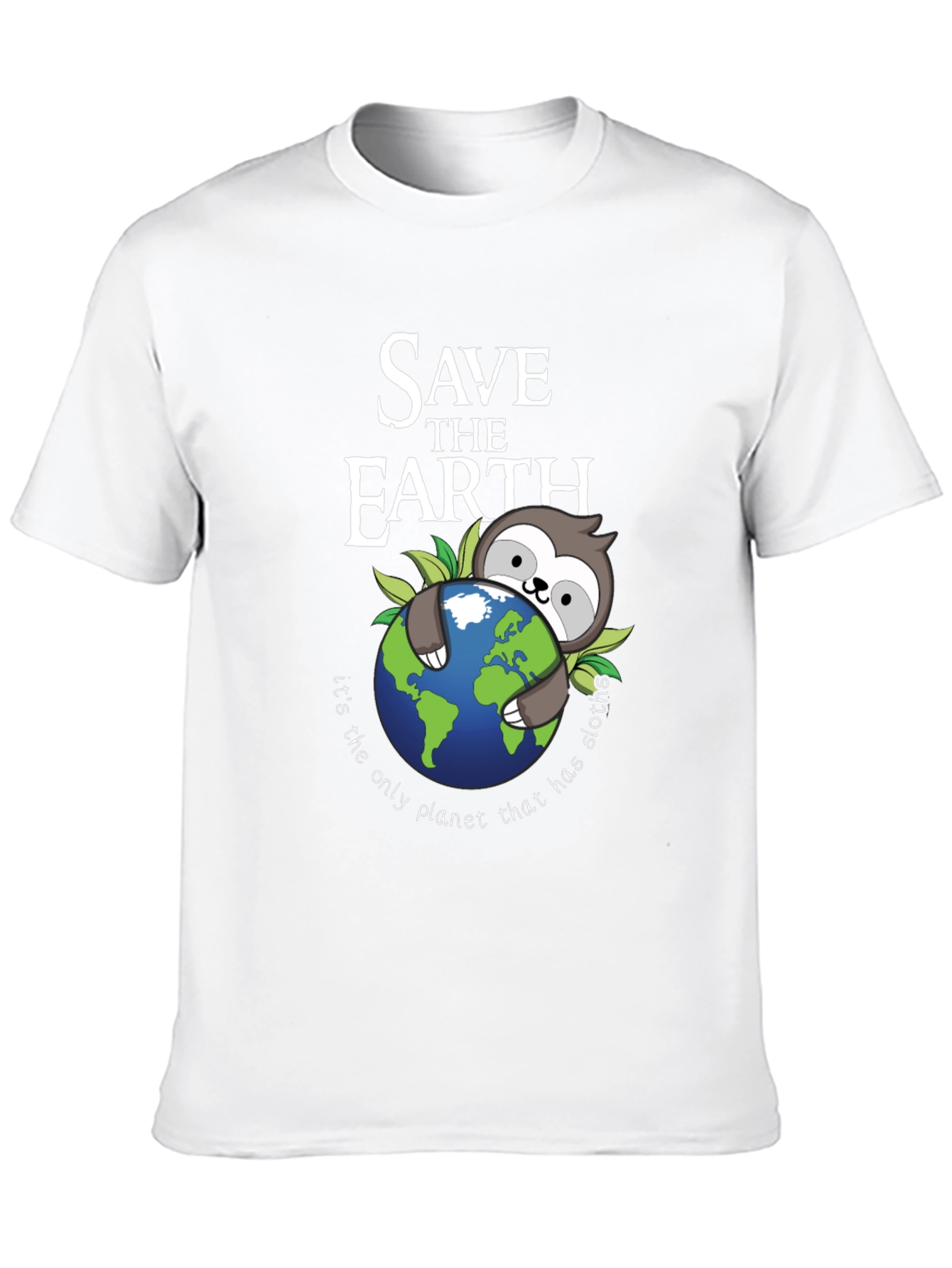Save the Earth Sloth Graphic T-Shirt - Black