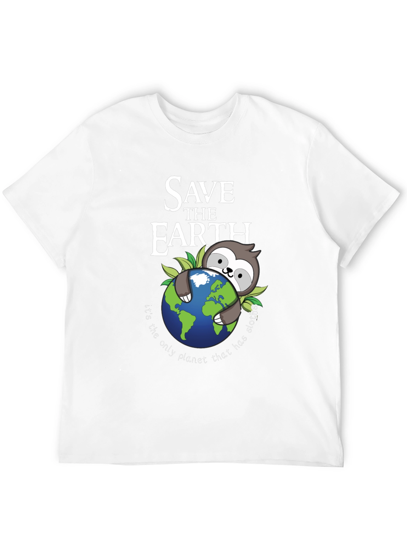 Save the Earth Sloth Graphic T-Shirt - Black