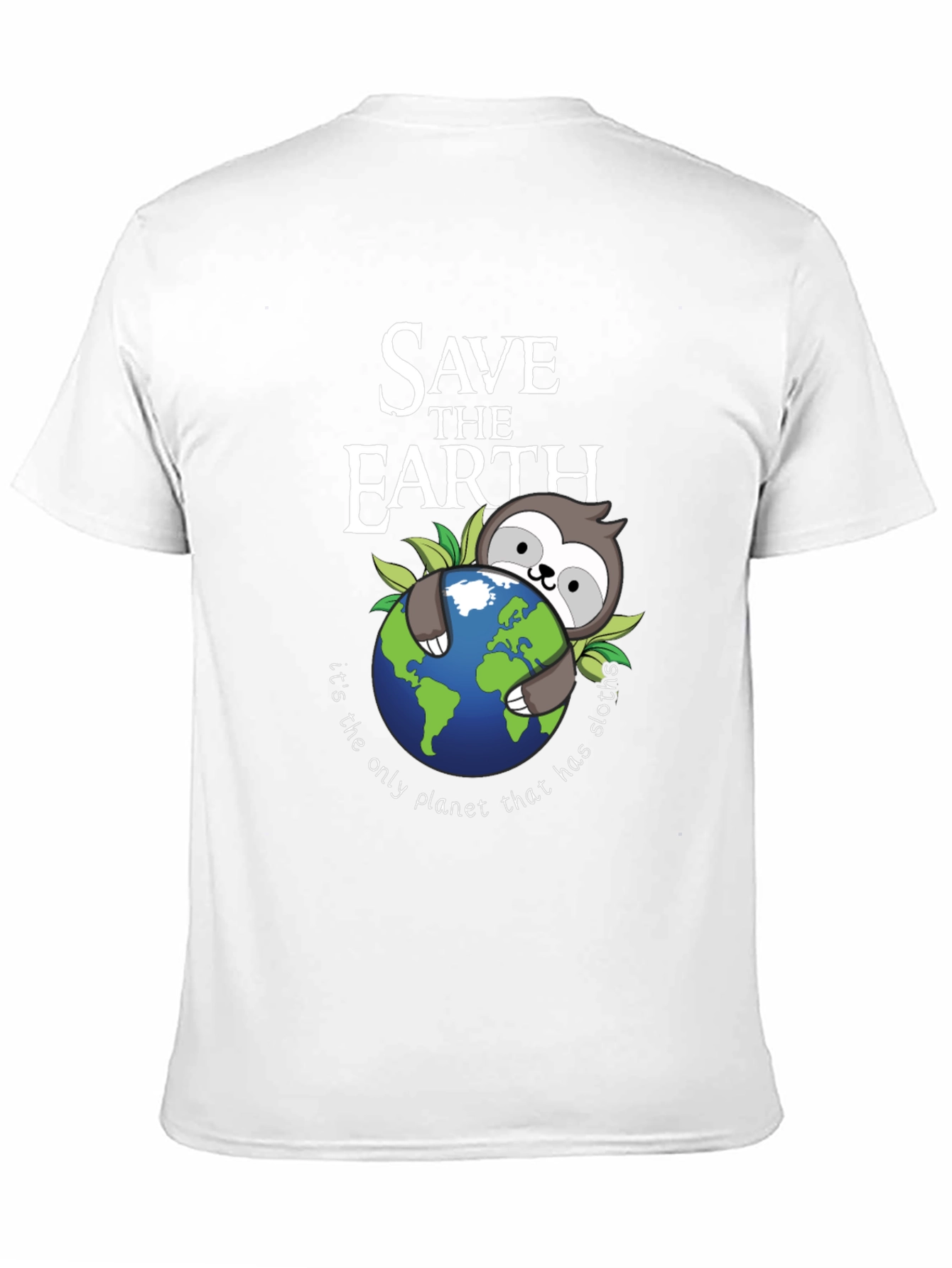 Save the Earth Sloth Graphic T-Shirt - Black