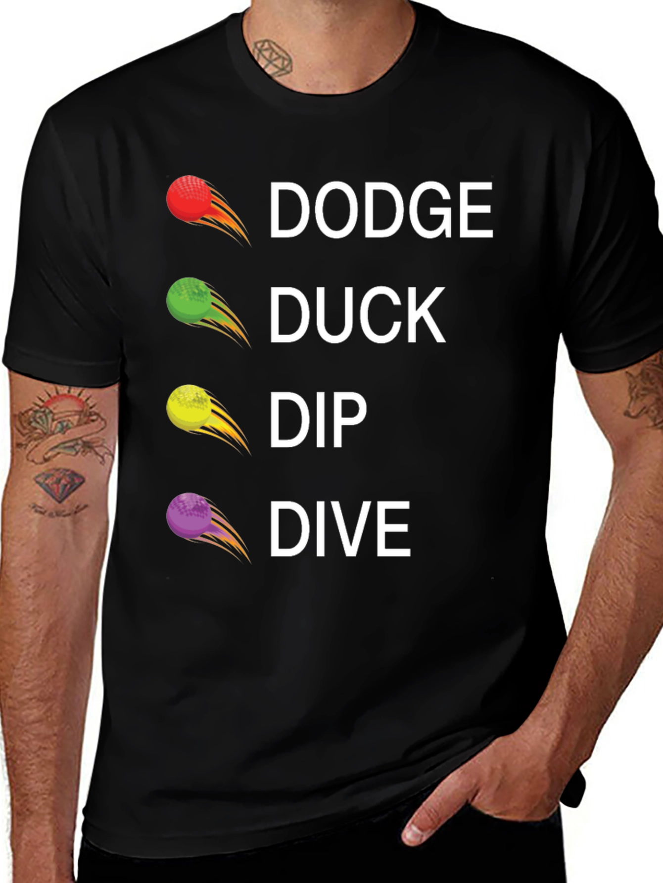 Dodge Duck Dip Dive Graphic Tee - Dodgeball Shirt