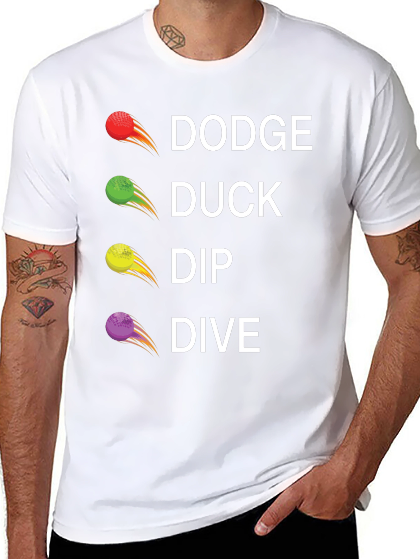 Dodge Duck Dip Dive Graphic Tee - Dodgeball Shirt