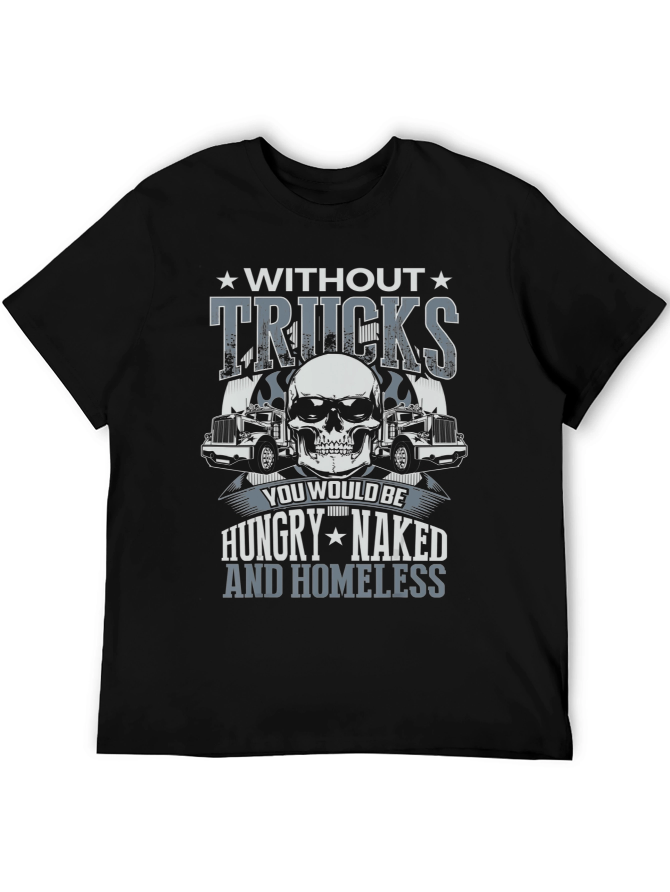 Trucker Skull Graphic T-Shirt - Without Trucks Design