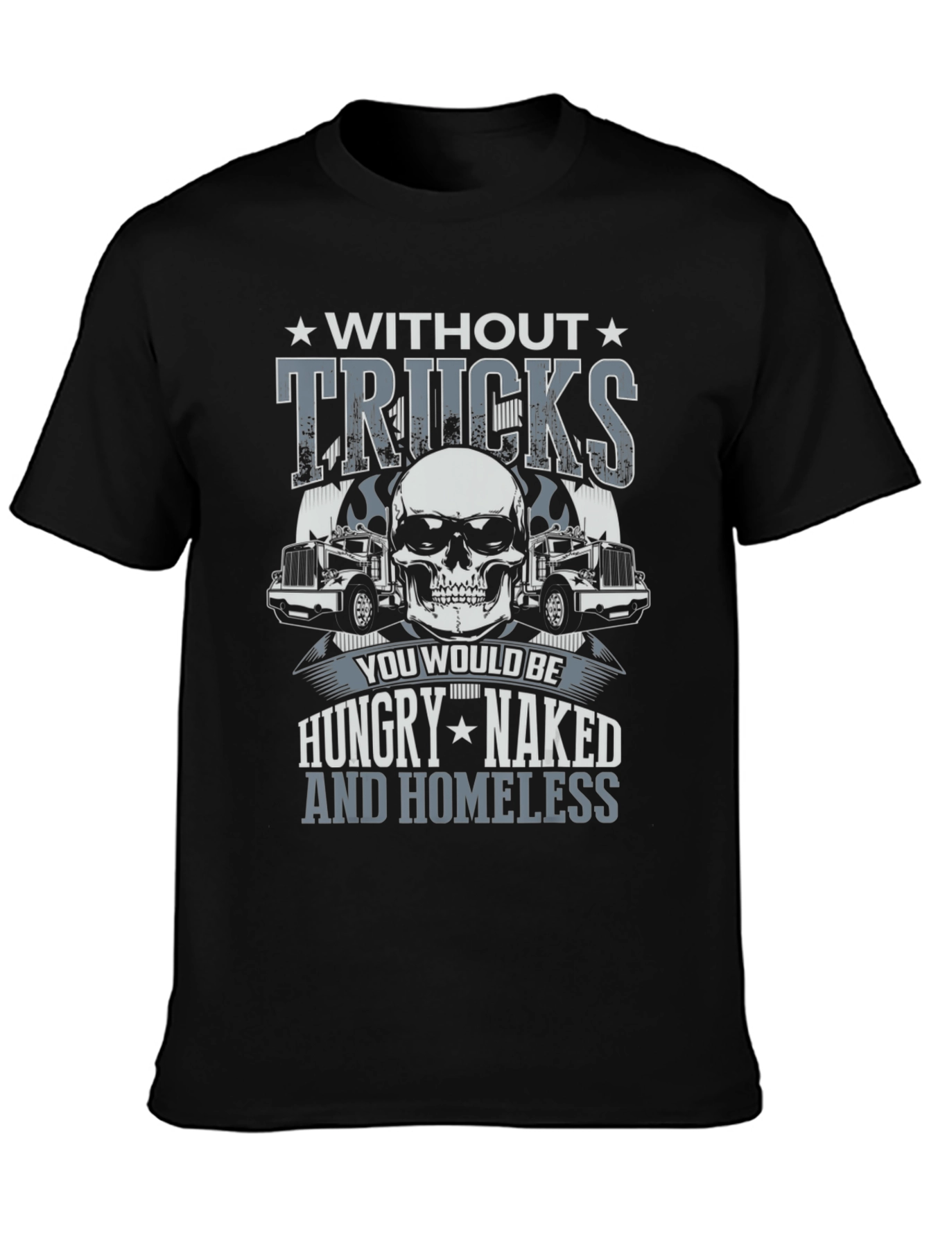 Trucker Skull Graphic T-Shirt - Without Trucks Design