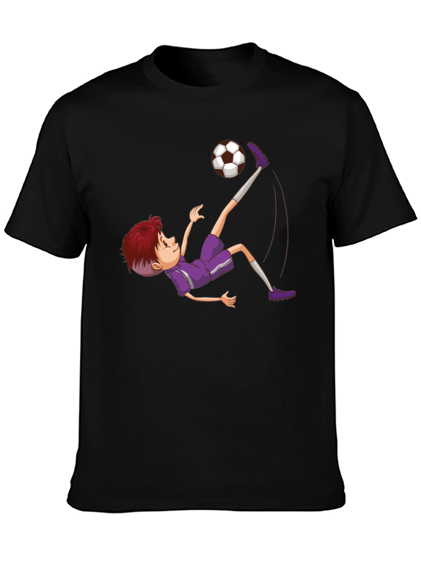 Soccer Kid Graphic Tee - Black Cotton T-Shirt