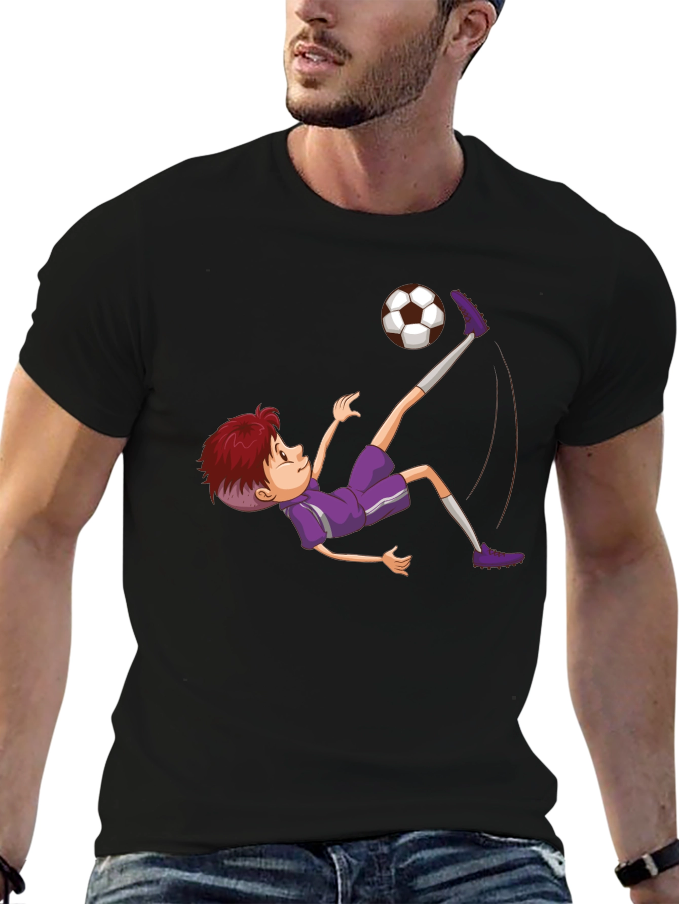 Soccer Kid Graphic Tee - Black Cotton T-Shirt