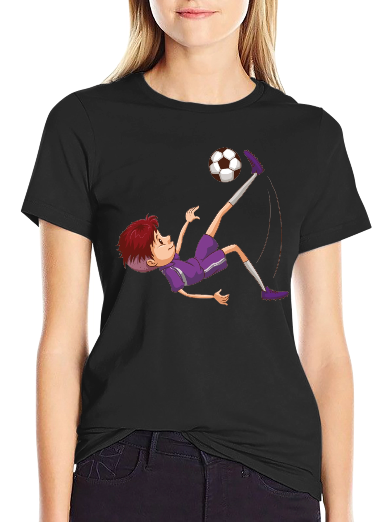 Soccer Kid Graphic Tee - Black Cotton T-Shirt