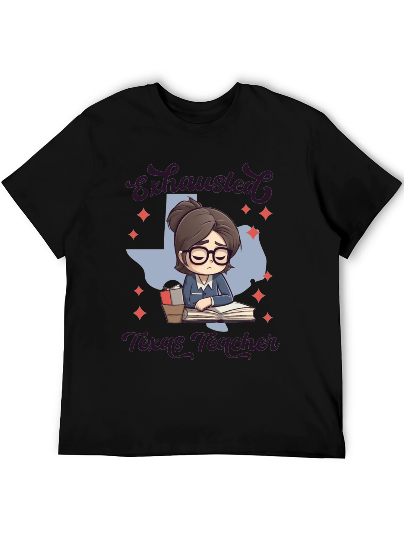 Exhausted Texas Teacher Graphic T-Shirt