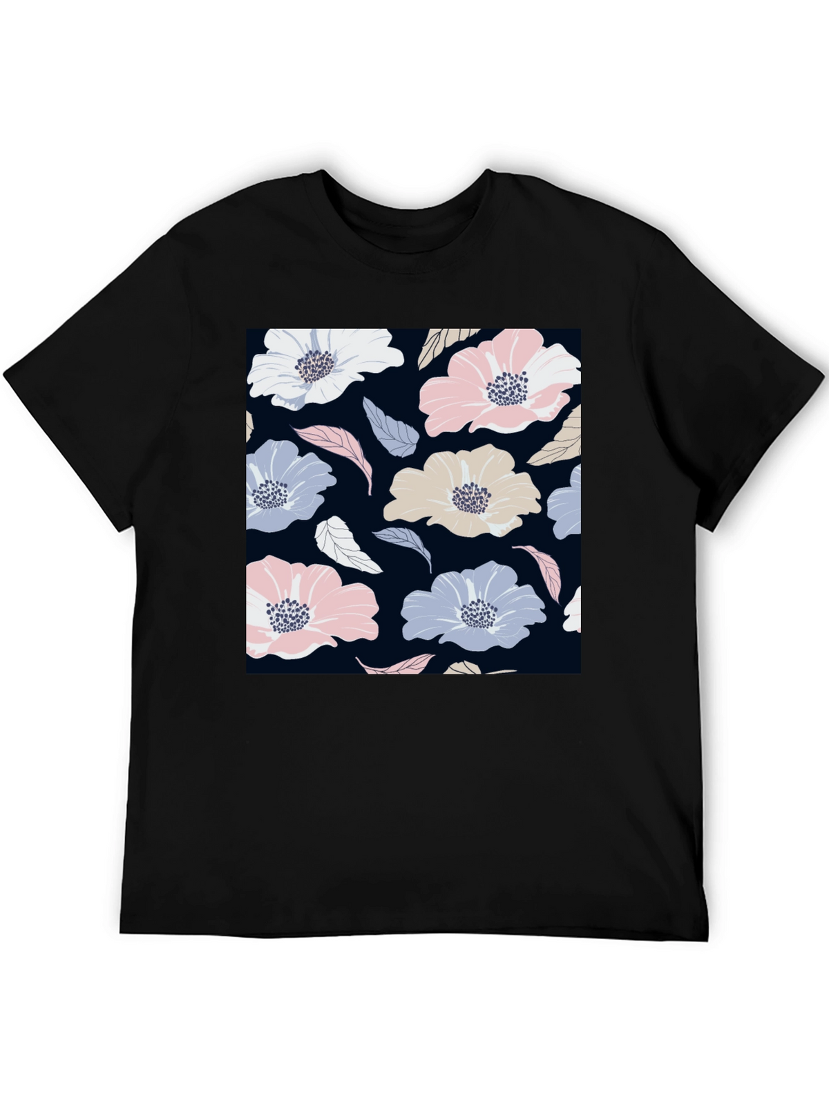 Floral Print Black T-Shirt
