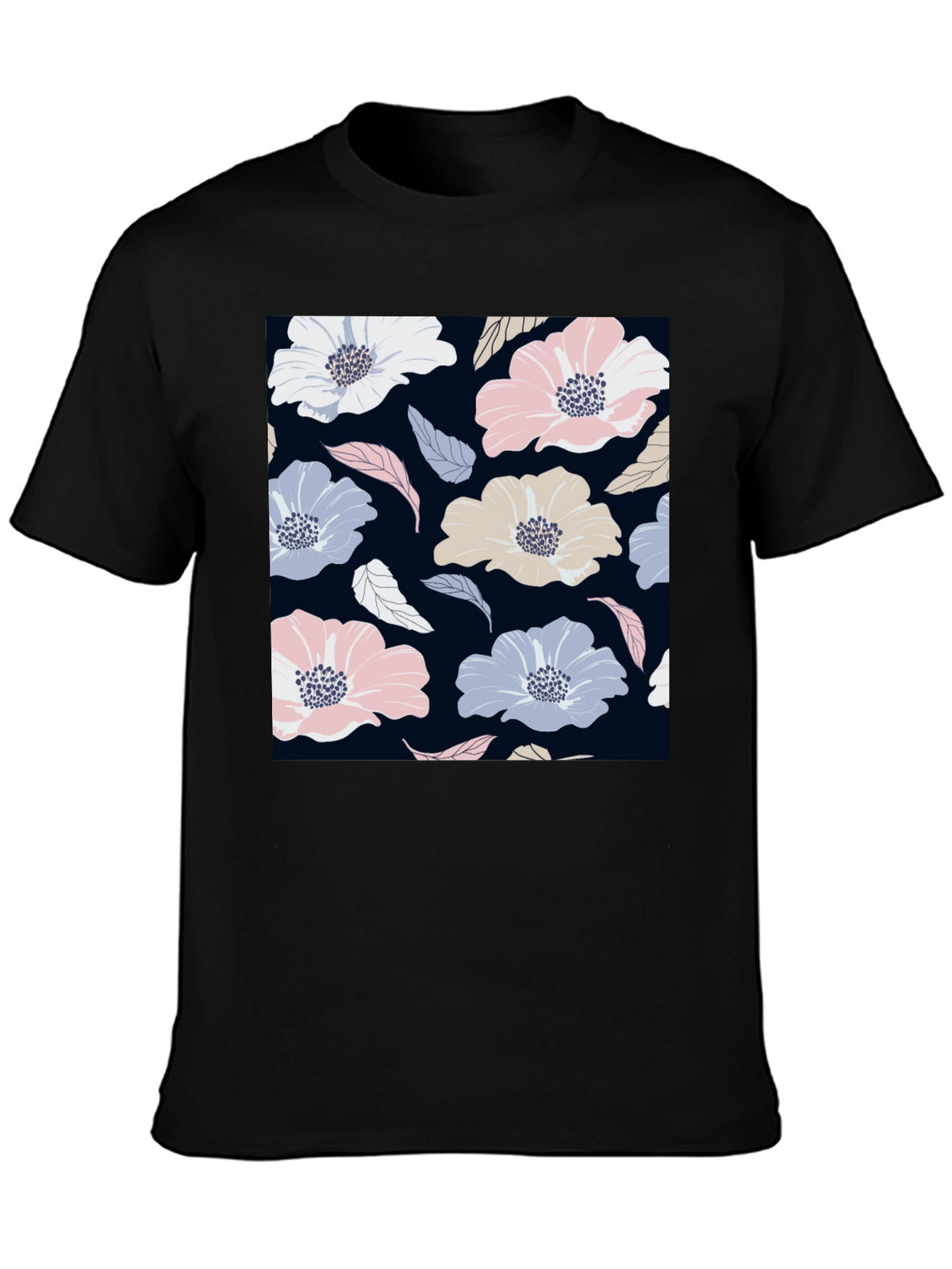 Floral Print Black T-Shirt