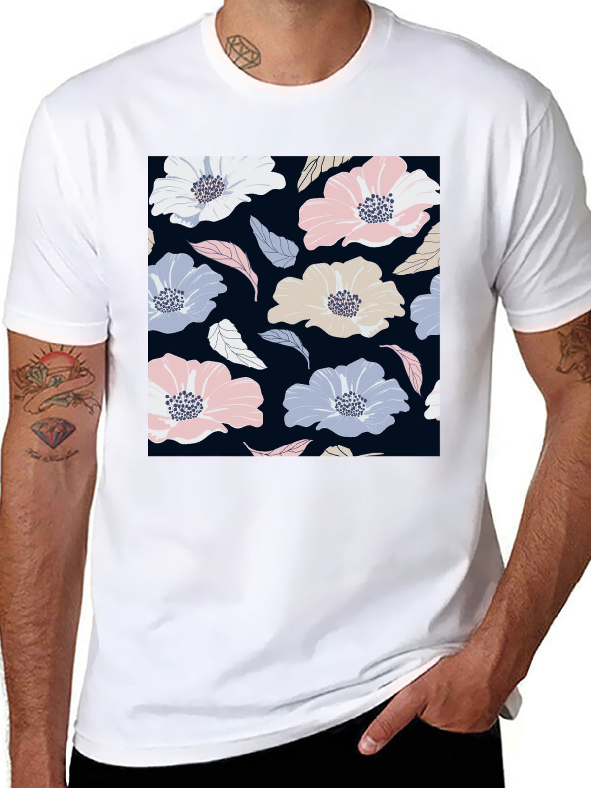 Floral Print Black T-Shirt