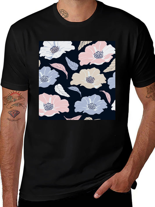 Floral Print Black T-Shirt