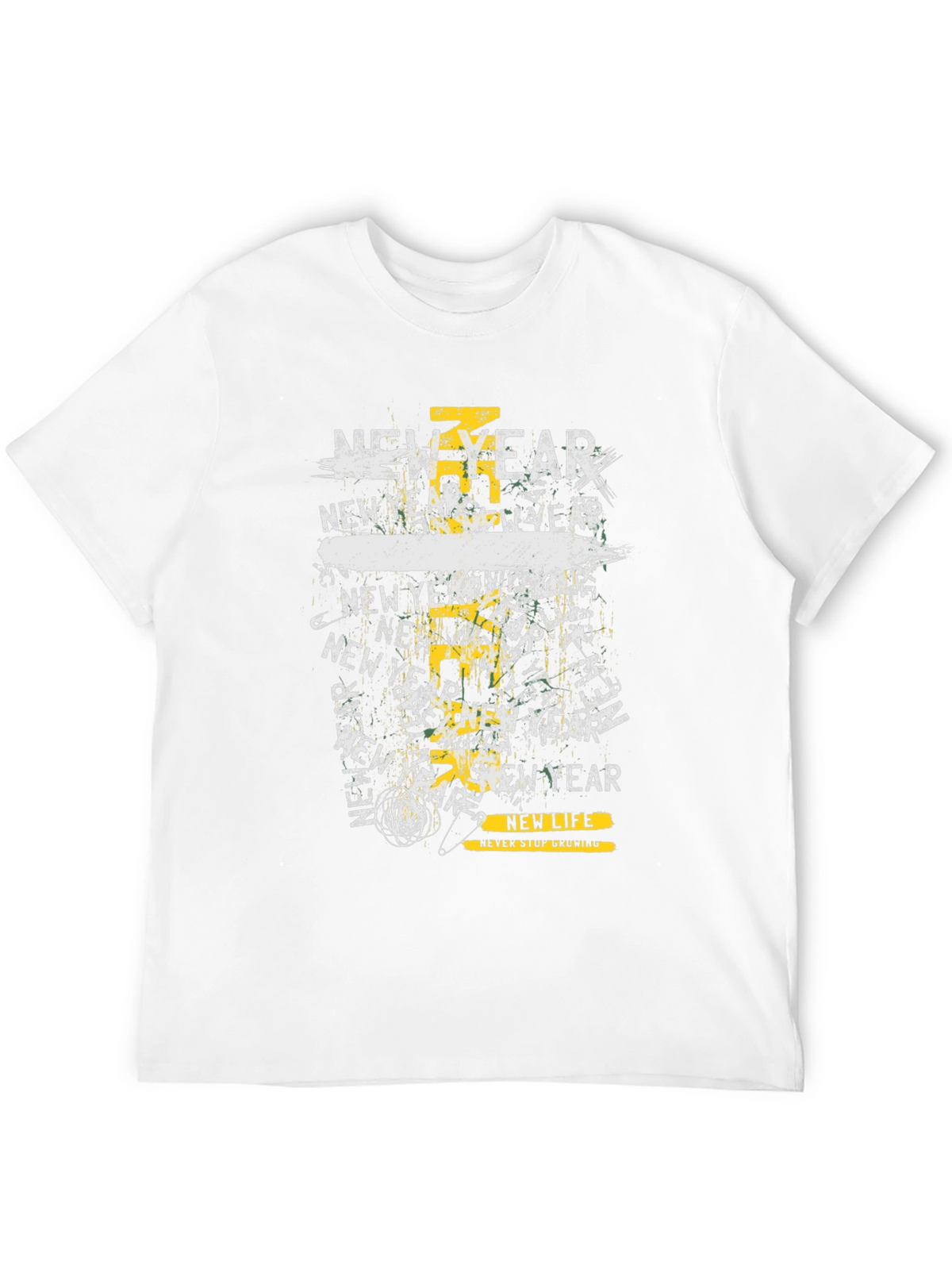 New Year Graphic Print Black T-Shirt