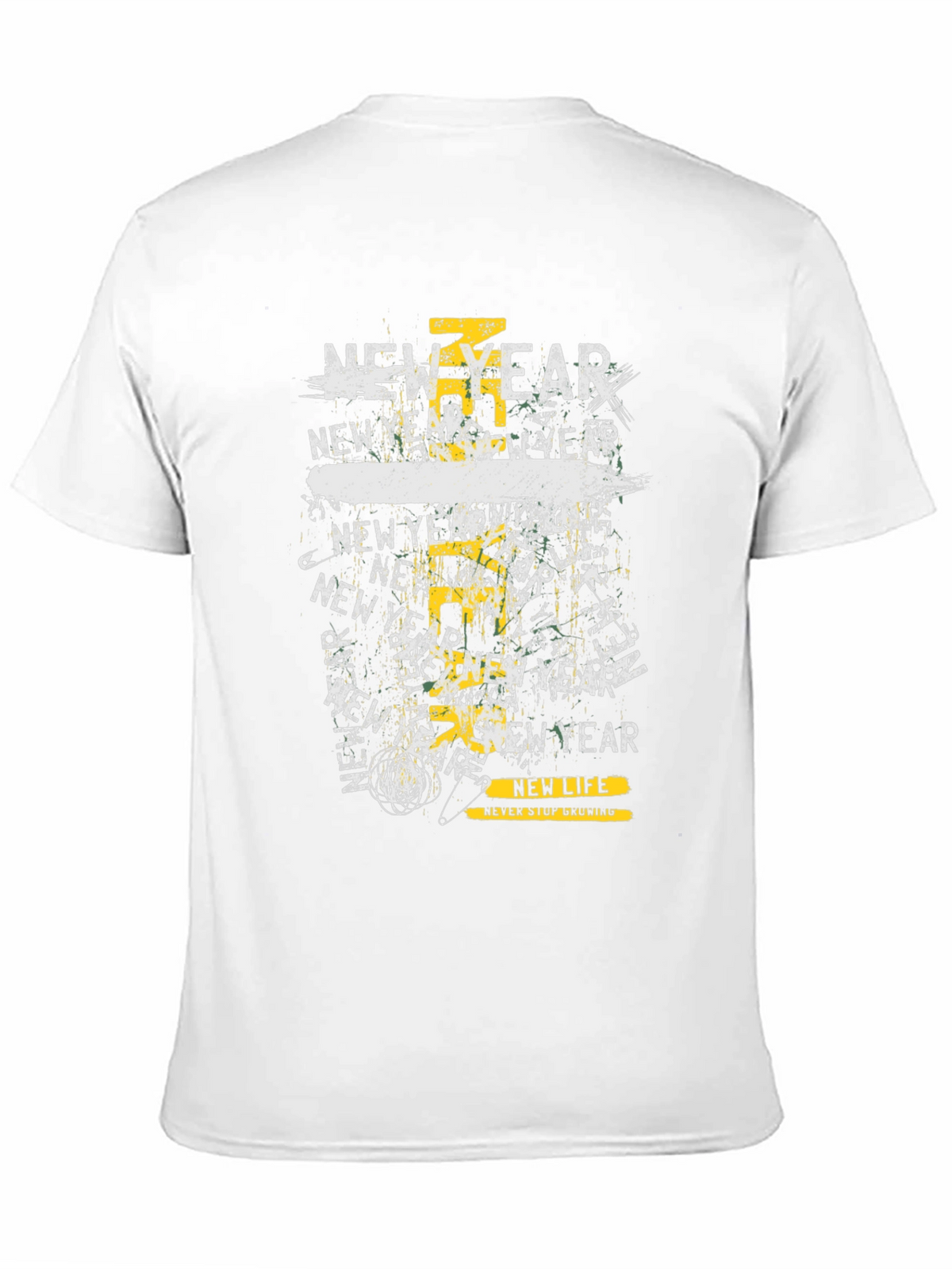 New Year Graphic Print Black T-Shirt
