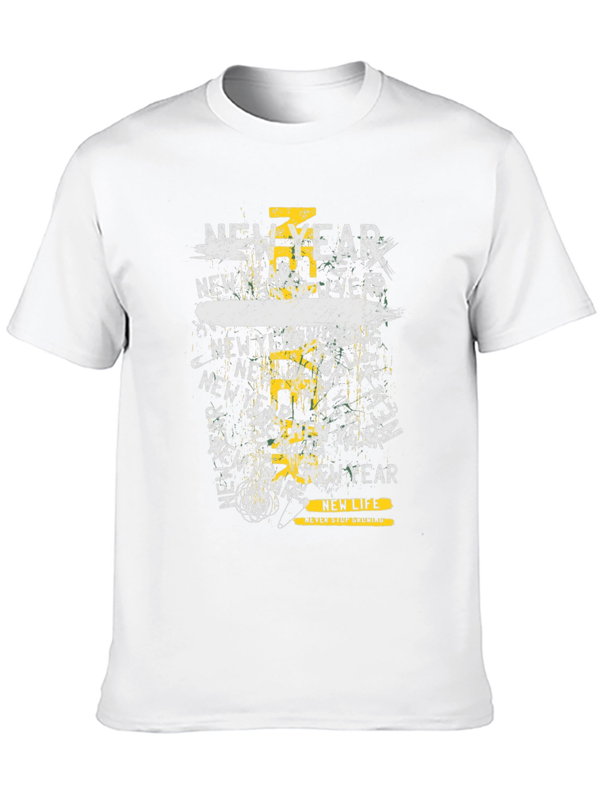 New Year Graphic Print Black T-Shirt