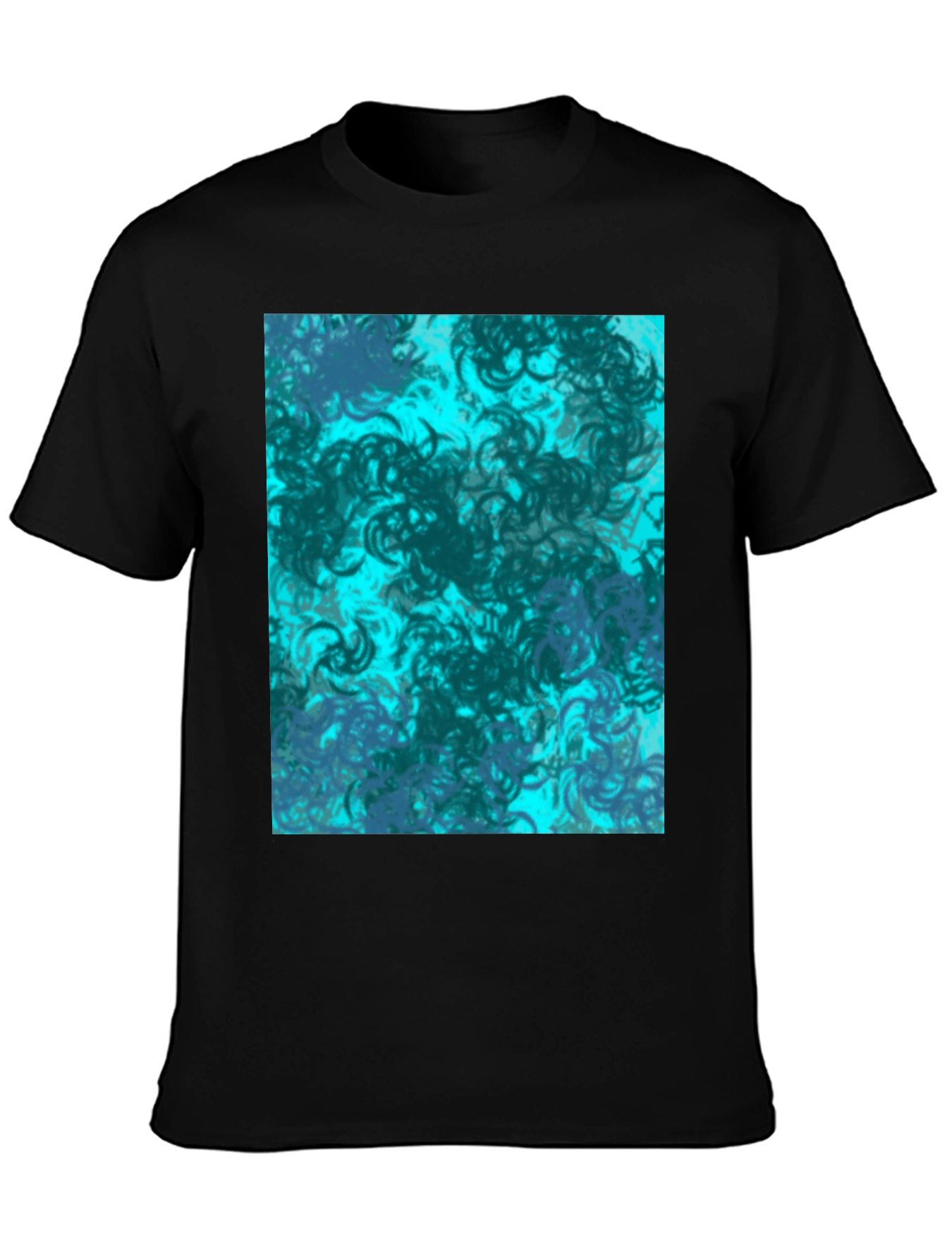 Abstract Swirl Graphic Print Black T-Shirt