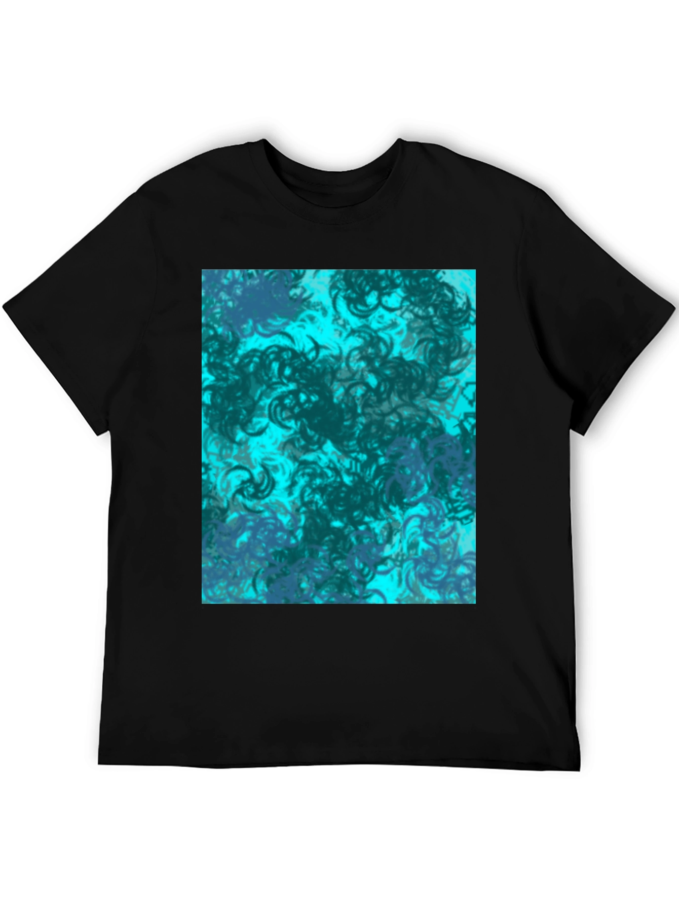 Abstract Swirl Graphic Print Black T-Shirt