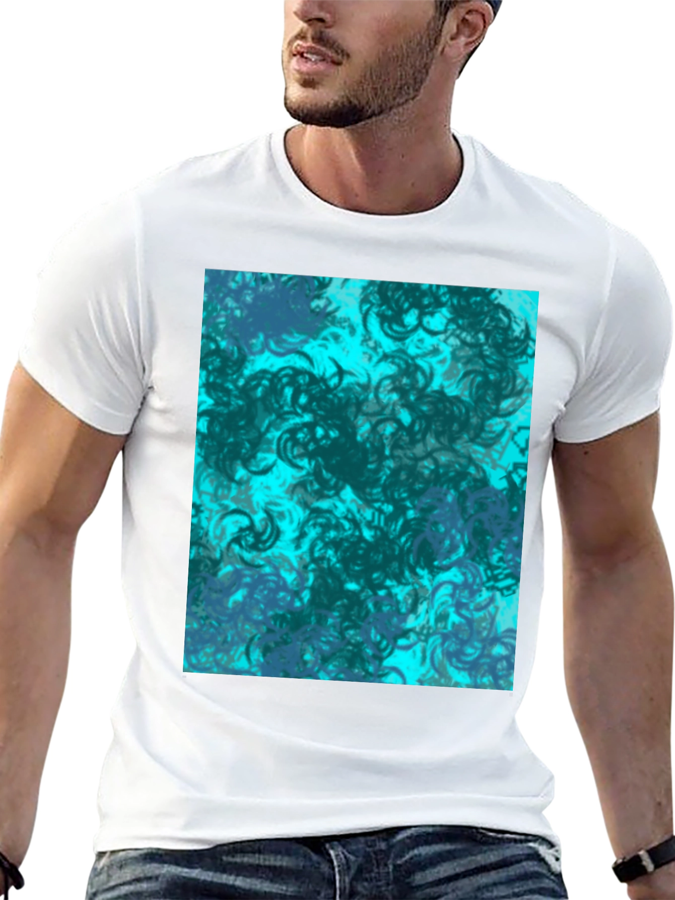 Abstract Swirl Graphic Print Black T-Shirt