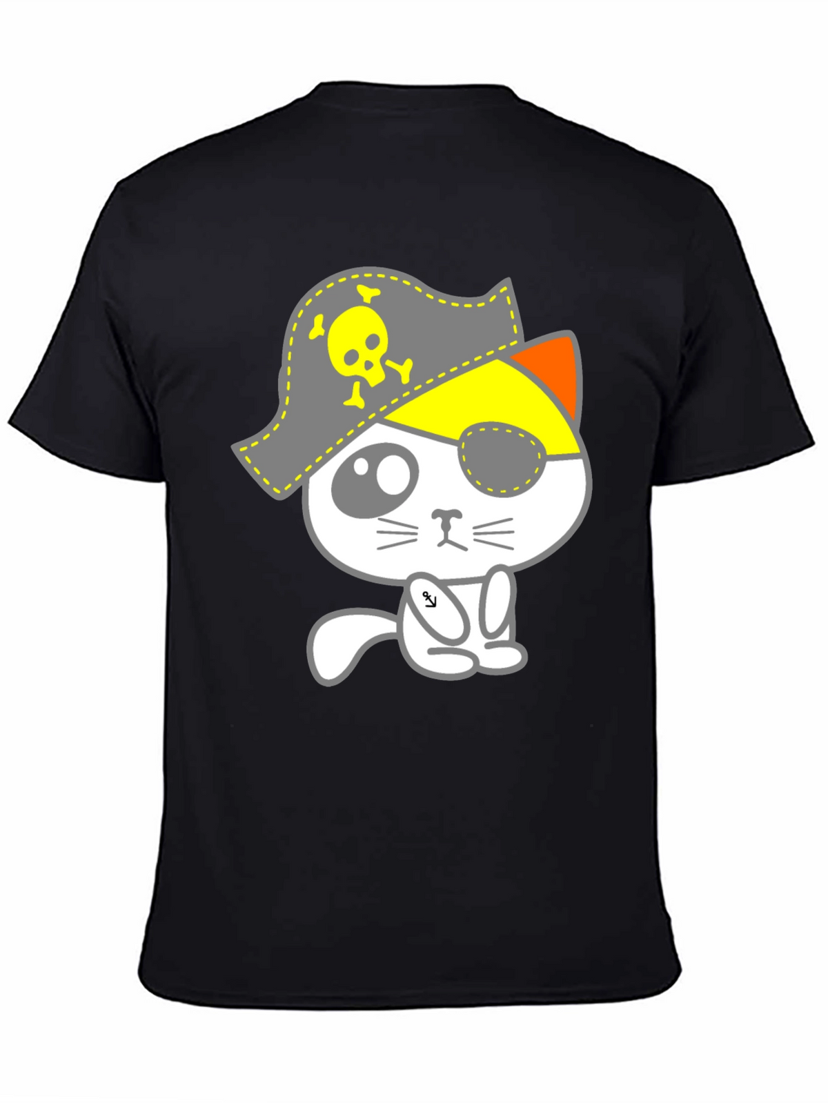 Pirate Cat Graphic T-Shirt - Mens Black Tee
