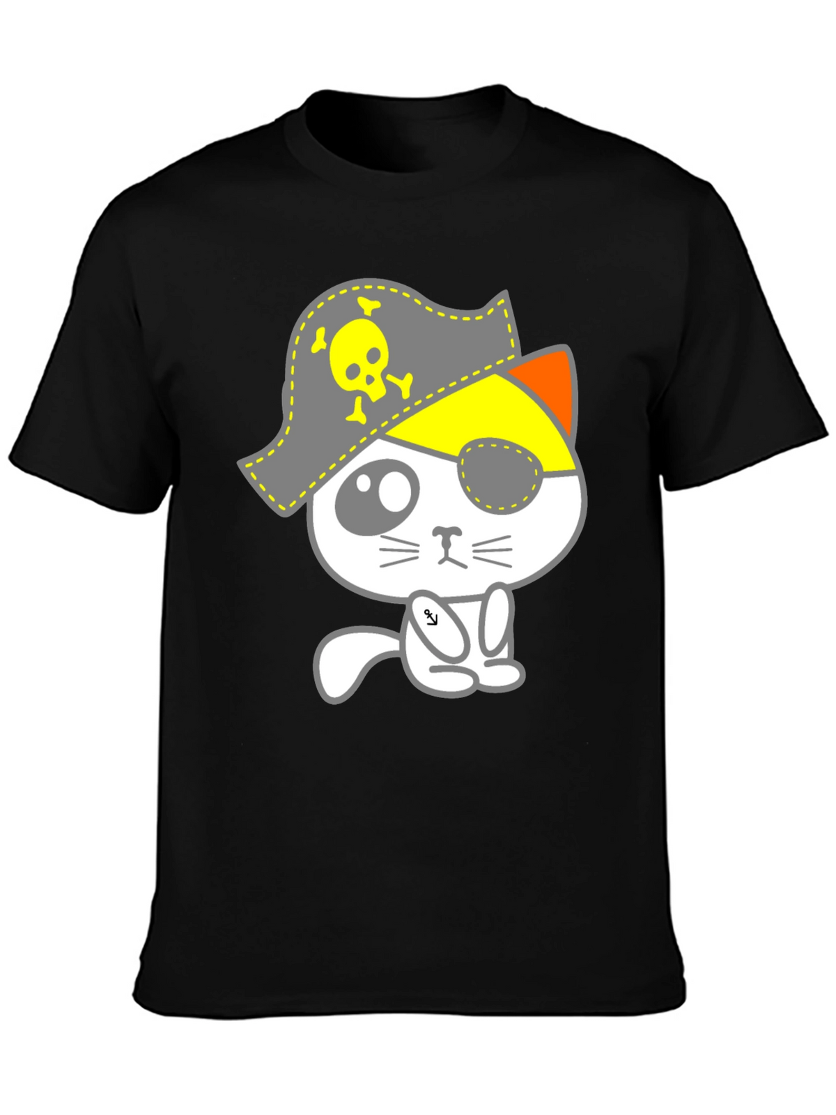 Pirate Cat Graphic T-Shirt - Mens Black Tee