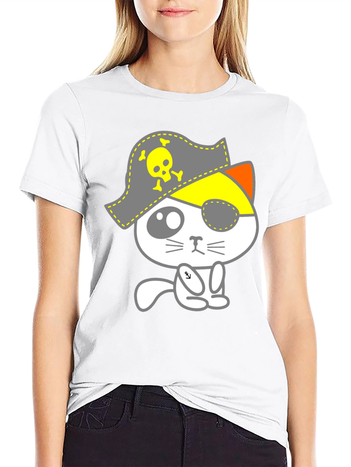 Pirate Cat Graphic T-Shirt - Mens Black Tee