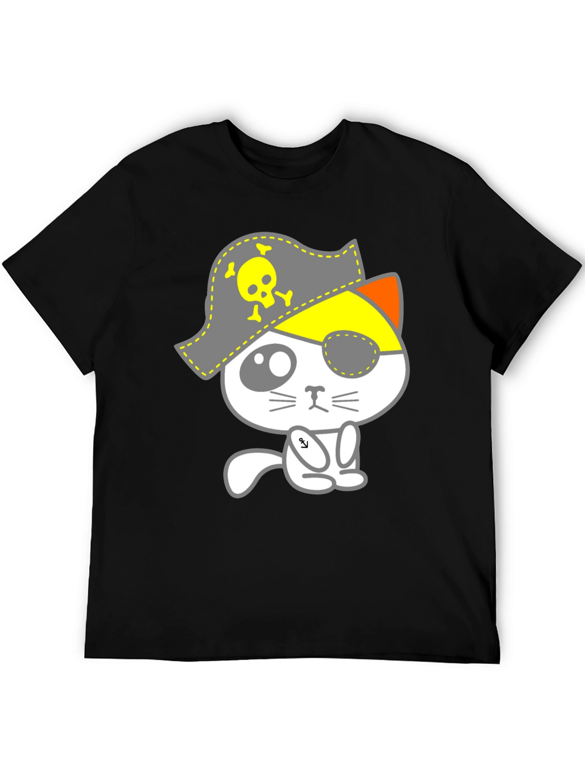 Pirate Cat Graphic T-Shirt - Mens Black Tee